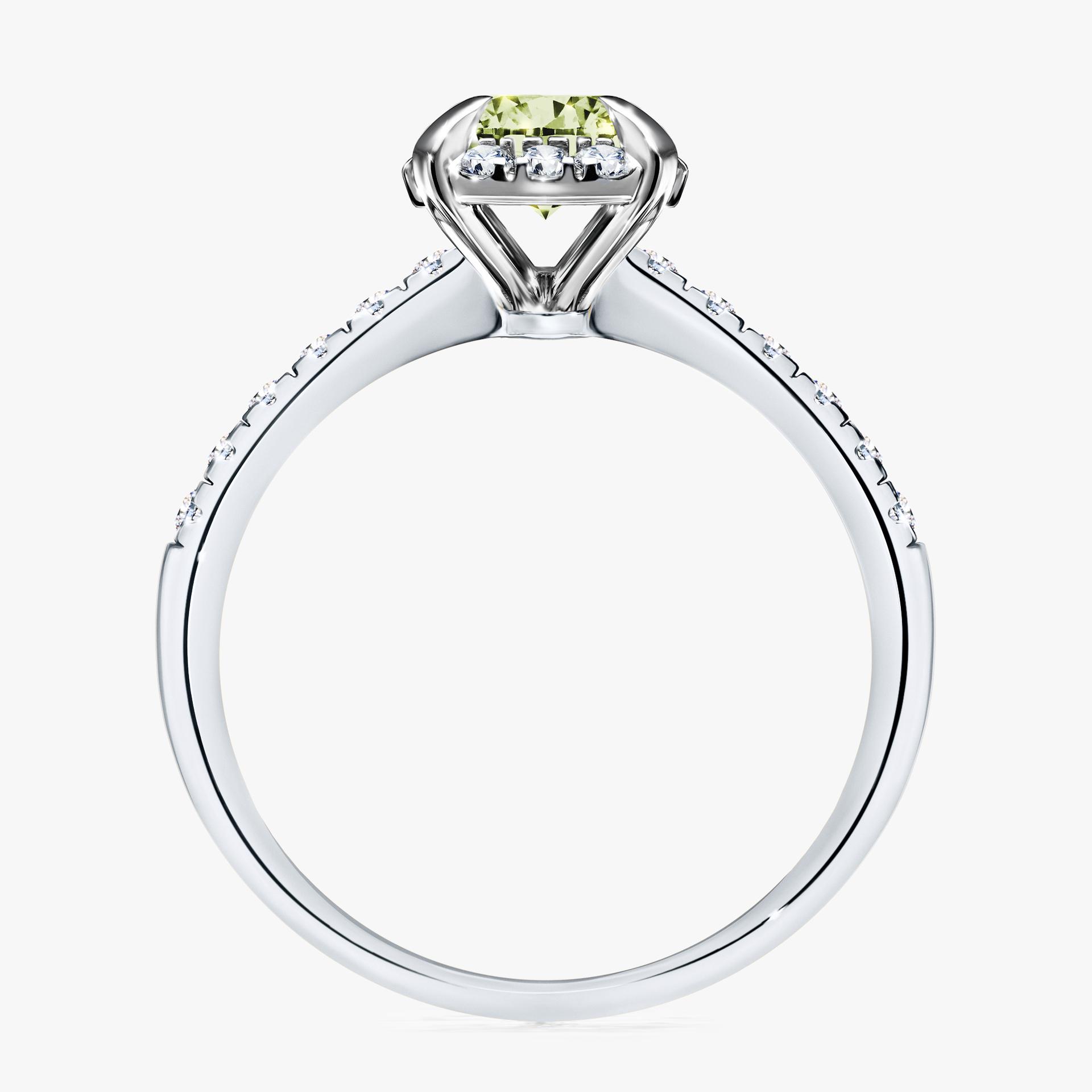 Pierścionek zaręczynowy My Princess z białego złota z jasnym zielonym diamentem 1,18ct