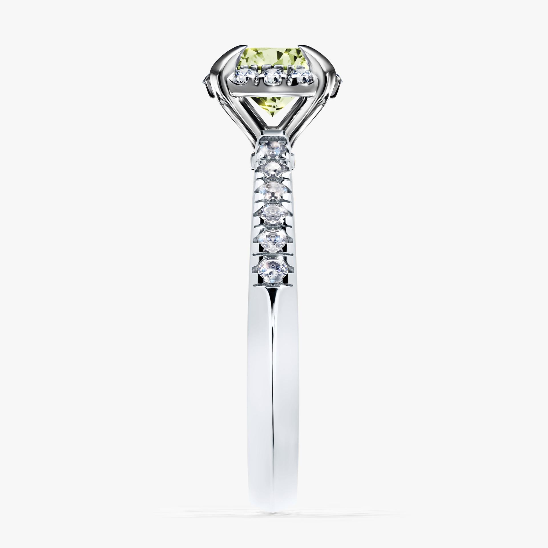 Pierścionek zaręczynowy My Princess z białego złota z jasnym zielonym diamentem 1,18ct