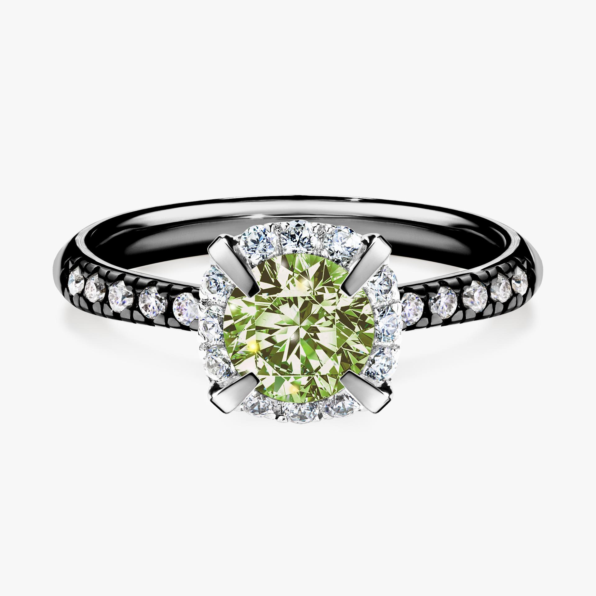 Pierscionek zareczynowy z diamentem zielony_jasny 118 CT z czarnego zlota my princess 01