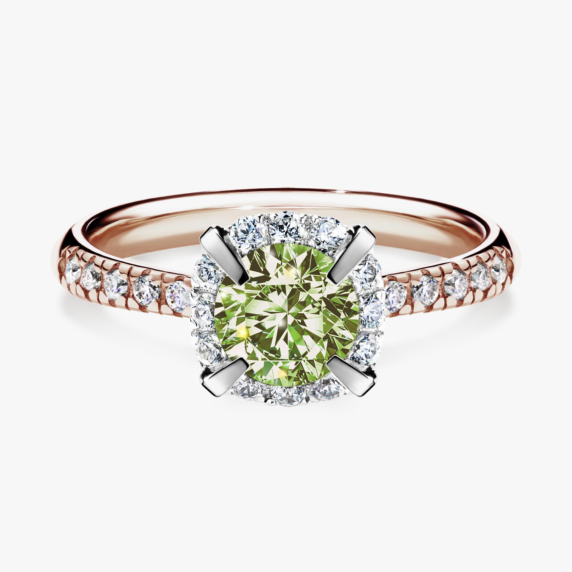 Pierscionek zareczynowy z diamentem zielony_jasny 118 CT z rozowego zlota my princess 01
