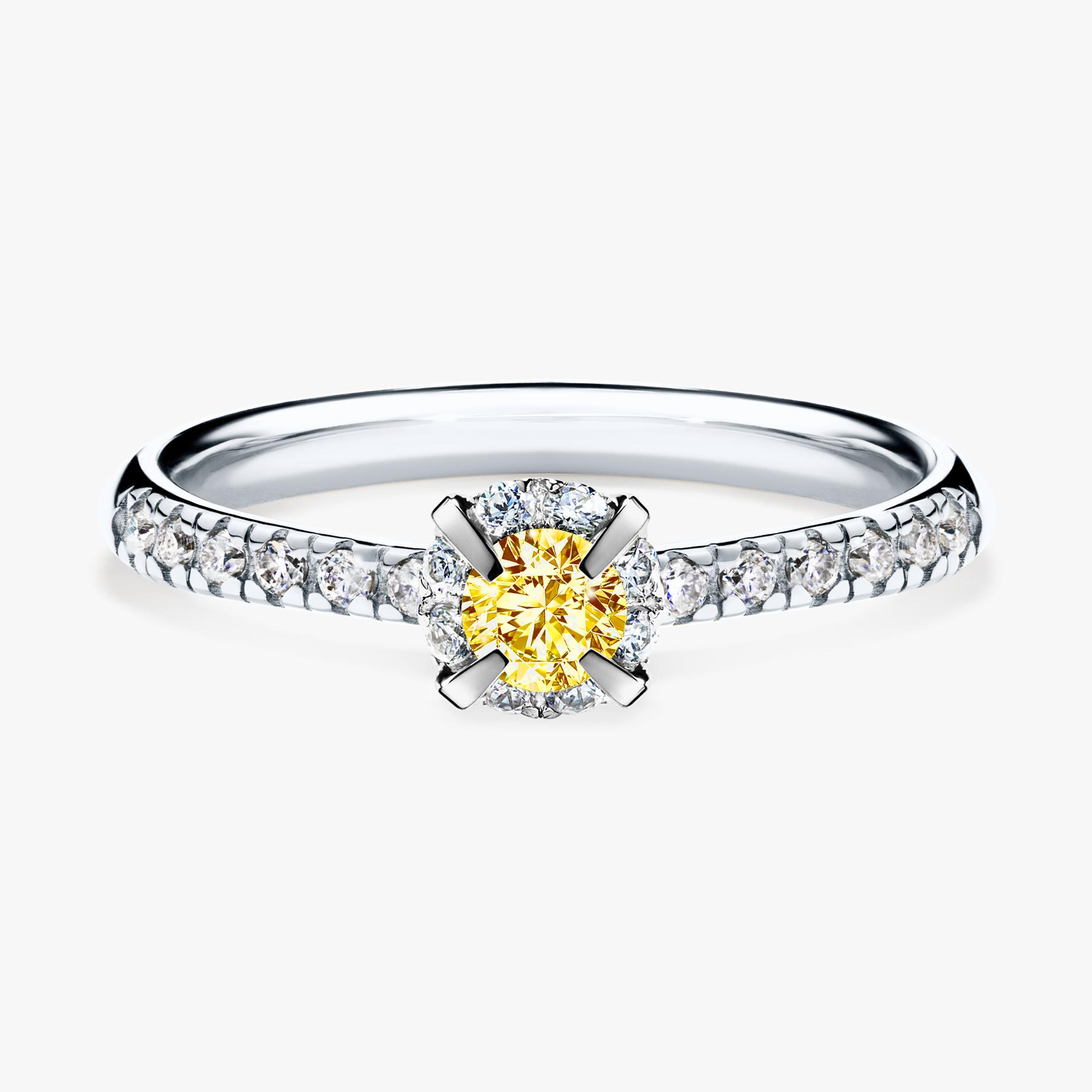 Pierscionek zareczynowy z diamentem zolty 028 CT z bialego zlota my princess 01