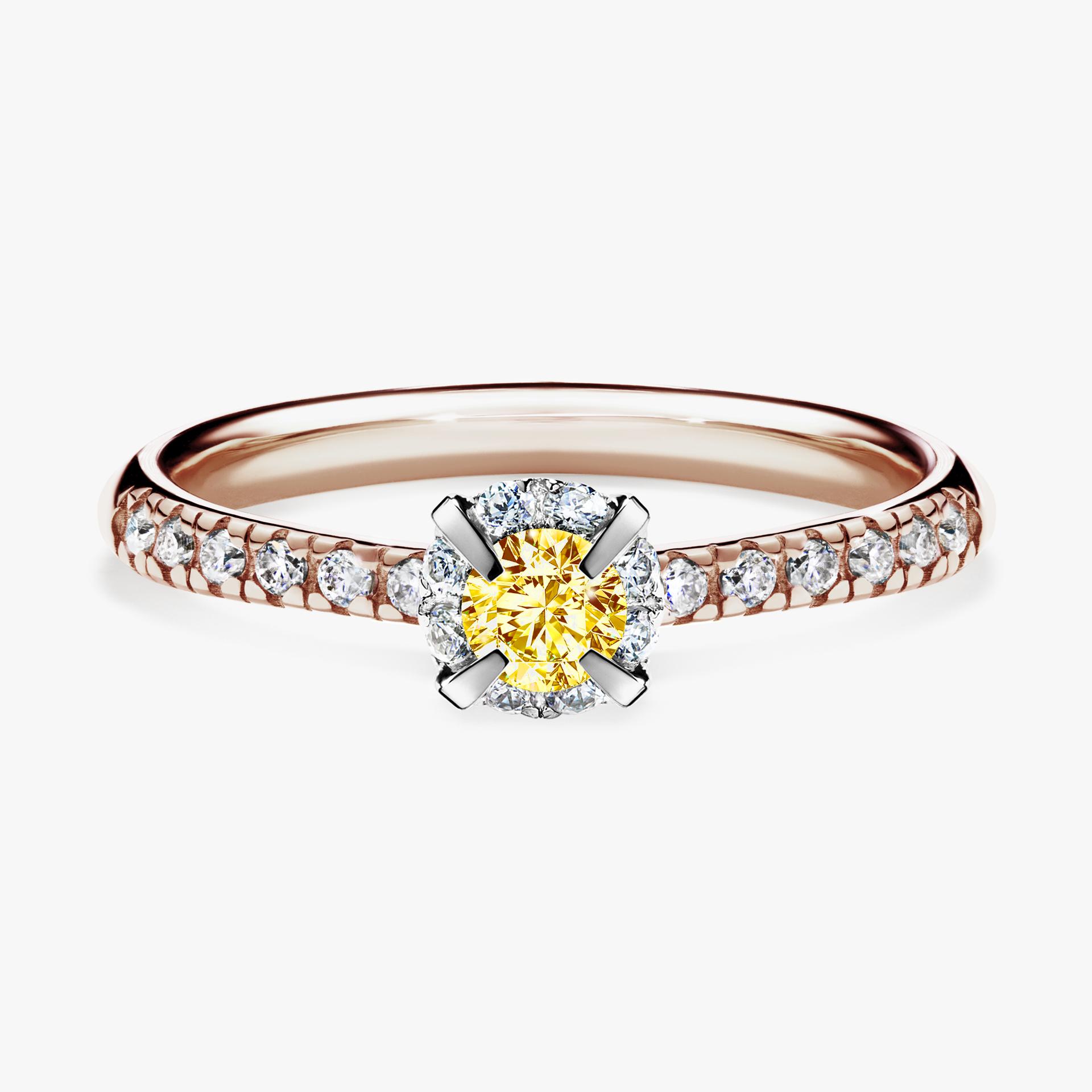 Pierscionek zareczynowy z diamentem zolty 028 CT z rozowego zlota my princess 01