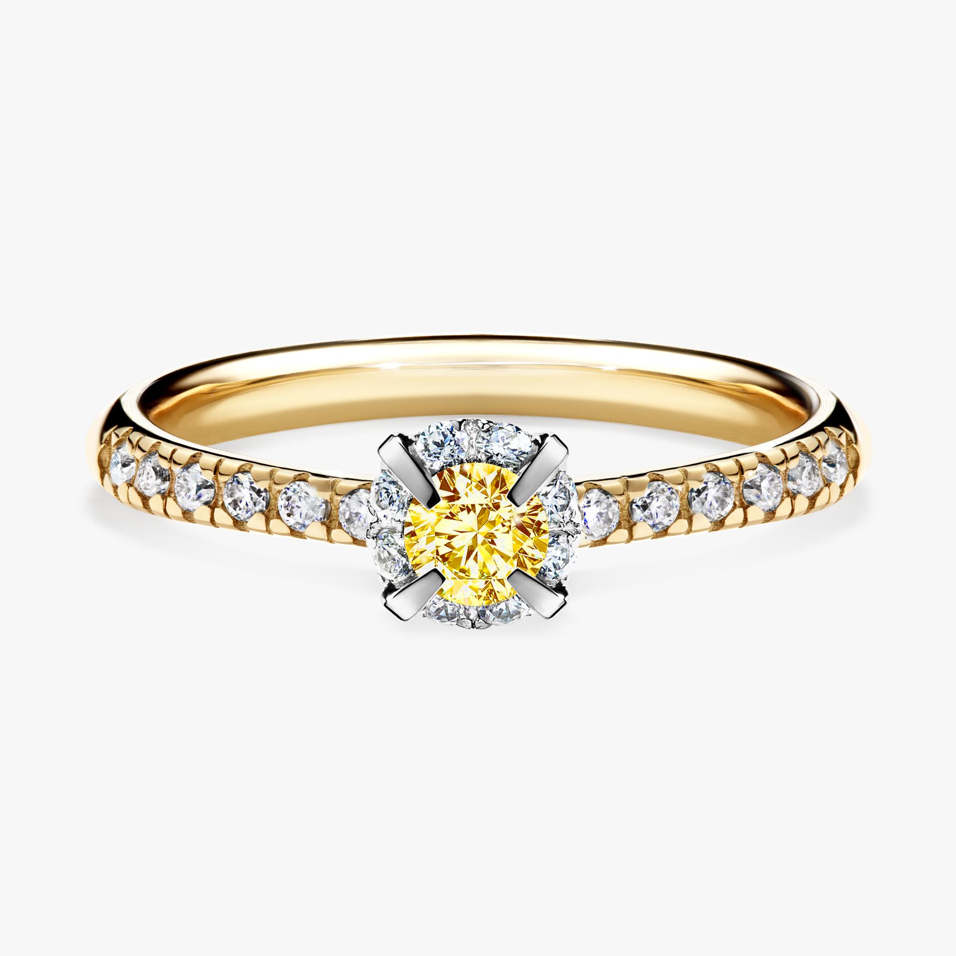 Pierscionek zareczynowy z diamentem zolty 028 CT z zoltego zlota my princess 01