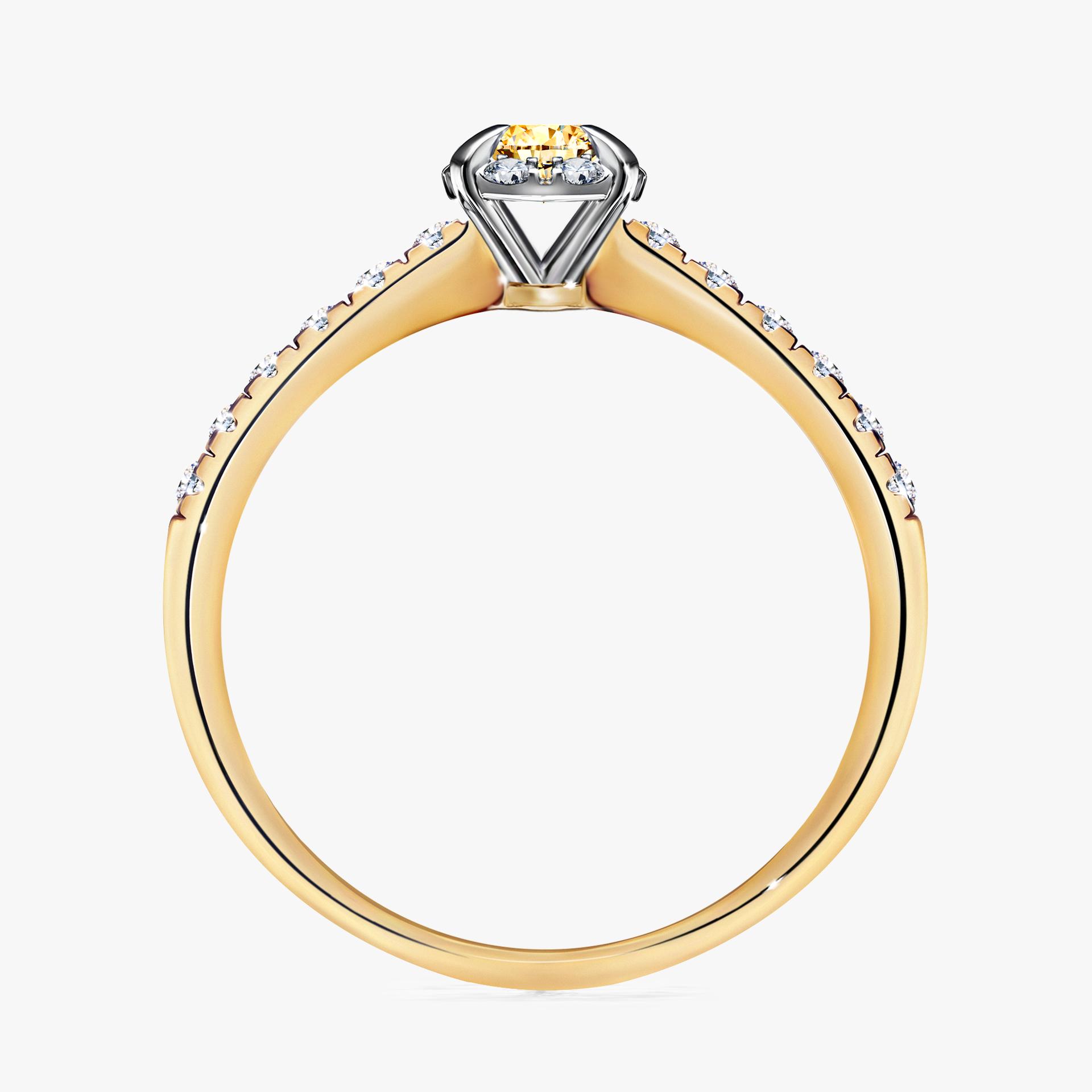 Pierscionek zareczynowy z diamentem zolty 028 CT z zoltego zlota my princess 02