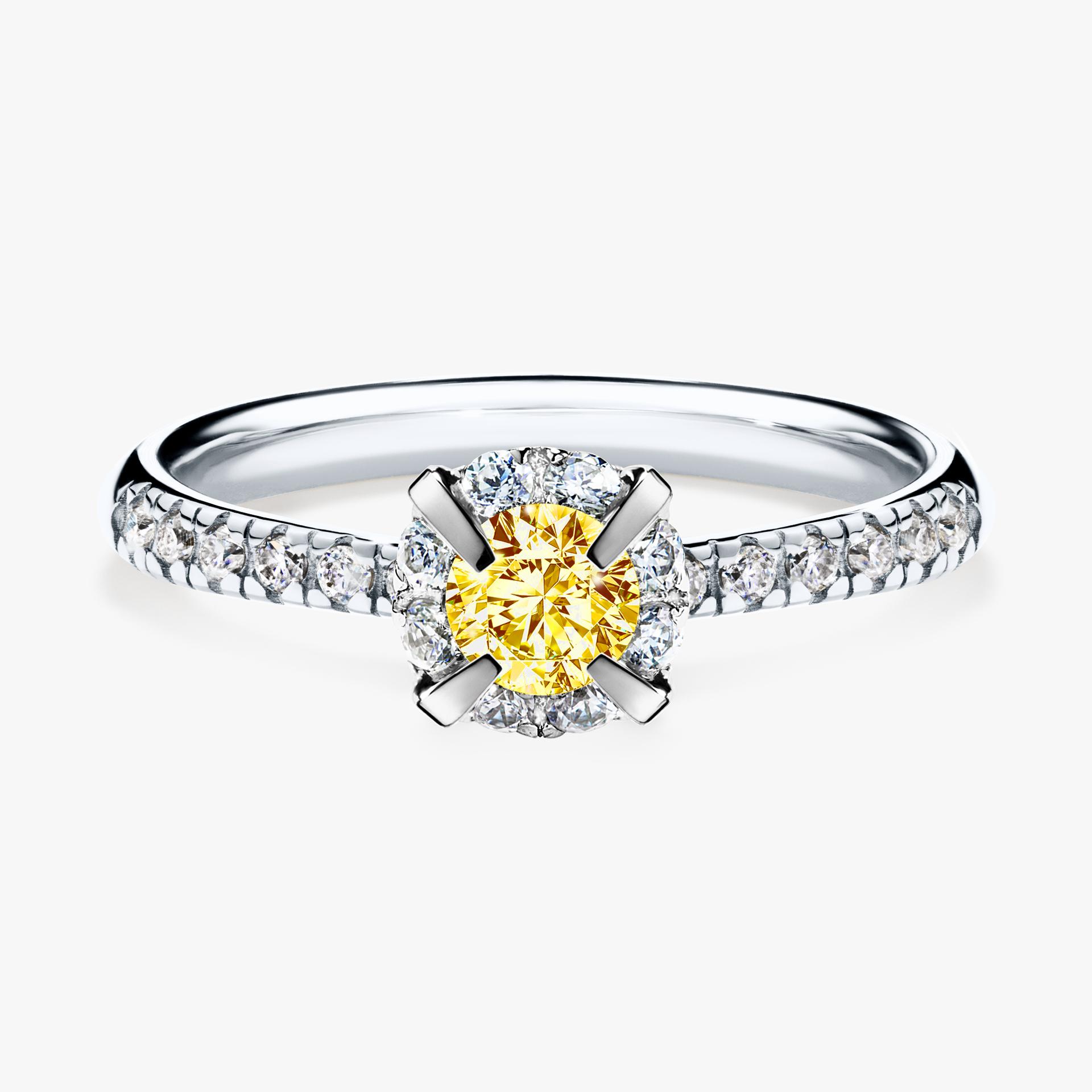 Pierscionek zareczynowy z diamentem zolty 047 CT z bialego zlota my princess 01