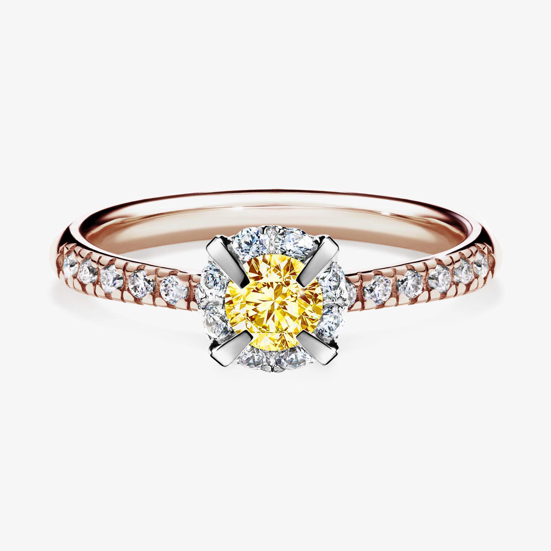 Pierscionek zareczynowy z diamentem zolty 047 CT z rozowego zlota my princess 01