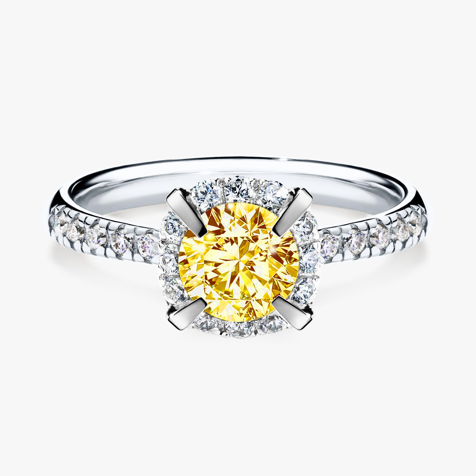 Pierscionek zareczynowy z diamentem zolty 118 CT z bialego zlota my princess 01