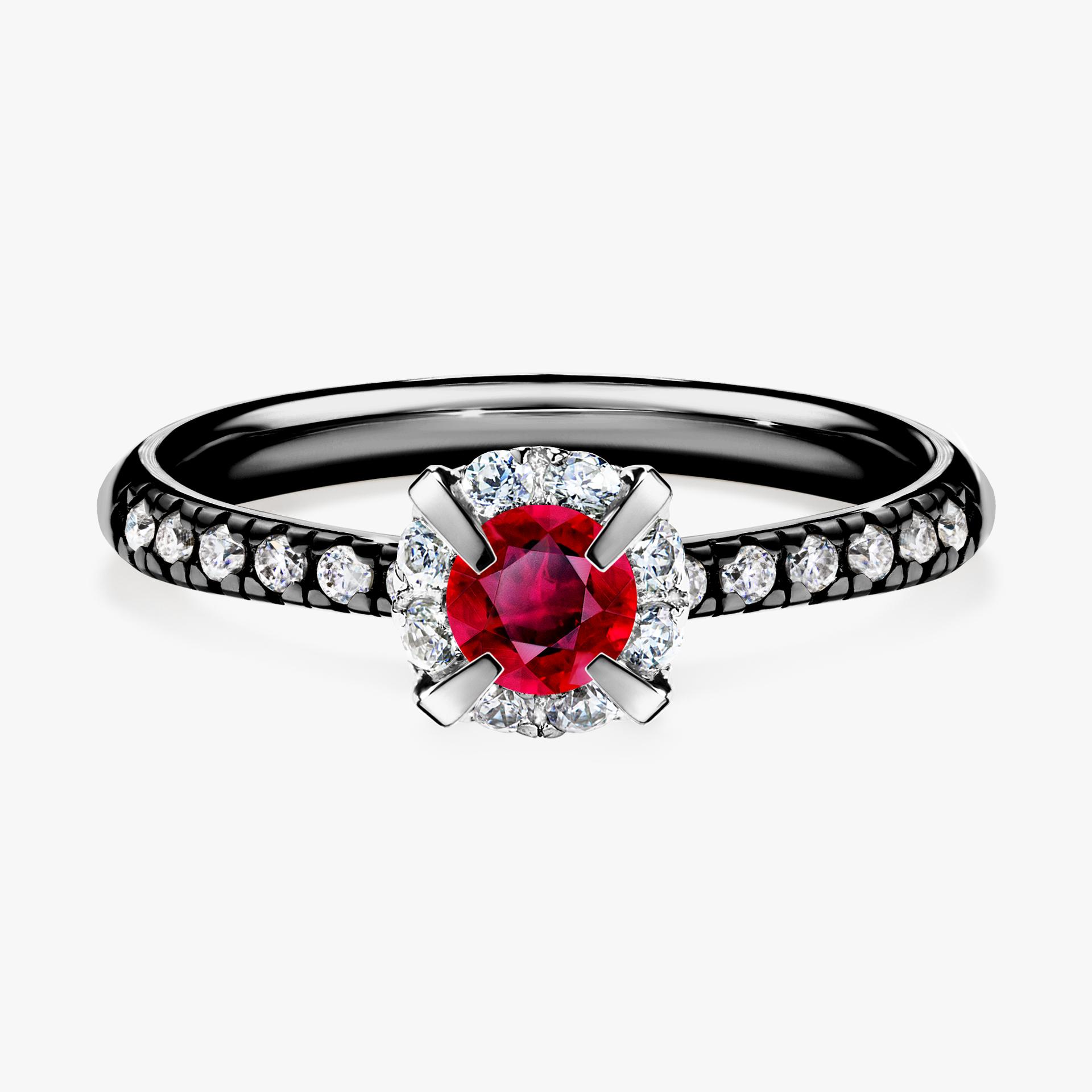 Pierscionek zareczynowy z rubinem 0 47 CT z czarnego zlota my princess 01