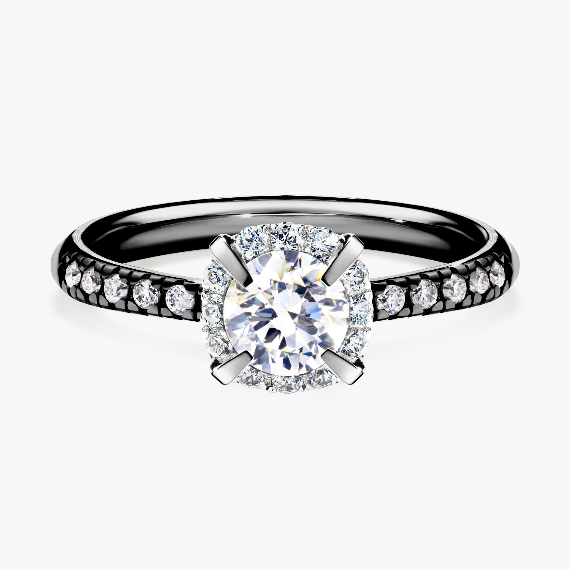 Pierscionek zareczynowy z szafirem bialym 0 76 CT z czarnego zlota my princess 01