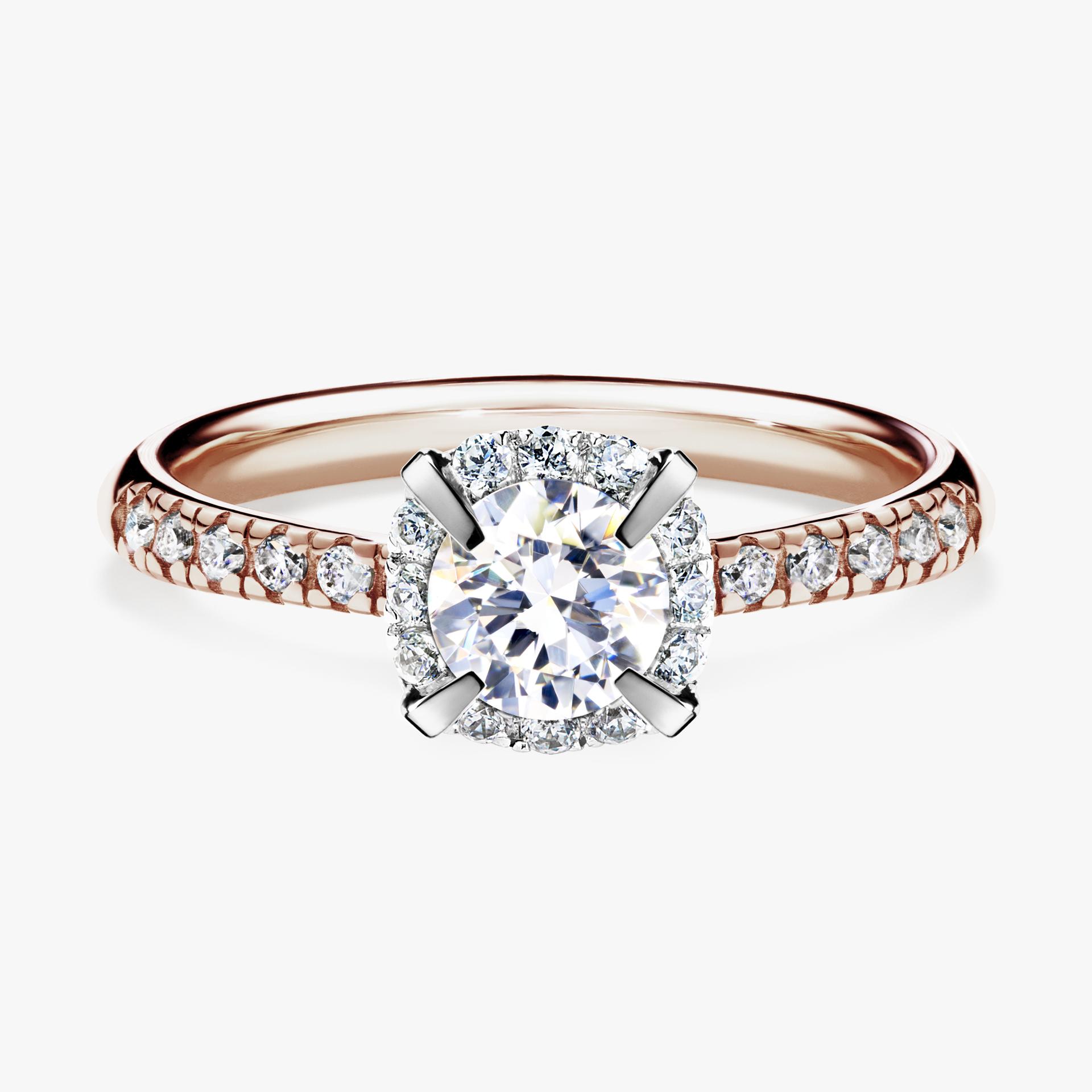 Pierscionek zareczynowy z szafirem bialym 0 76 CT z rozowego zlota my princess 01