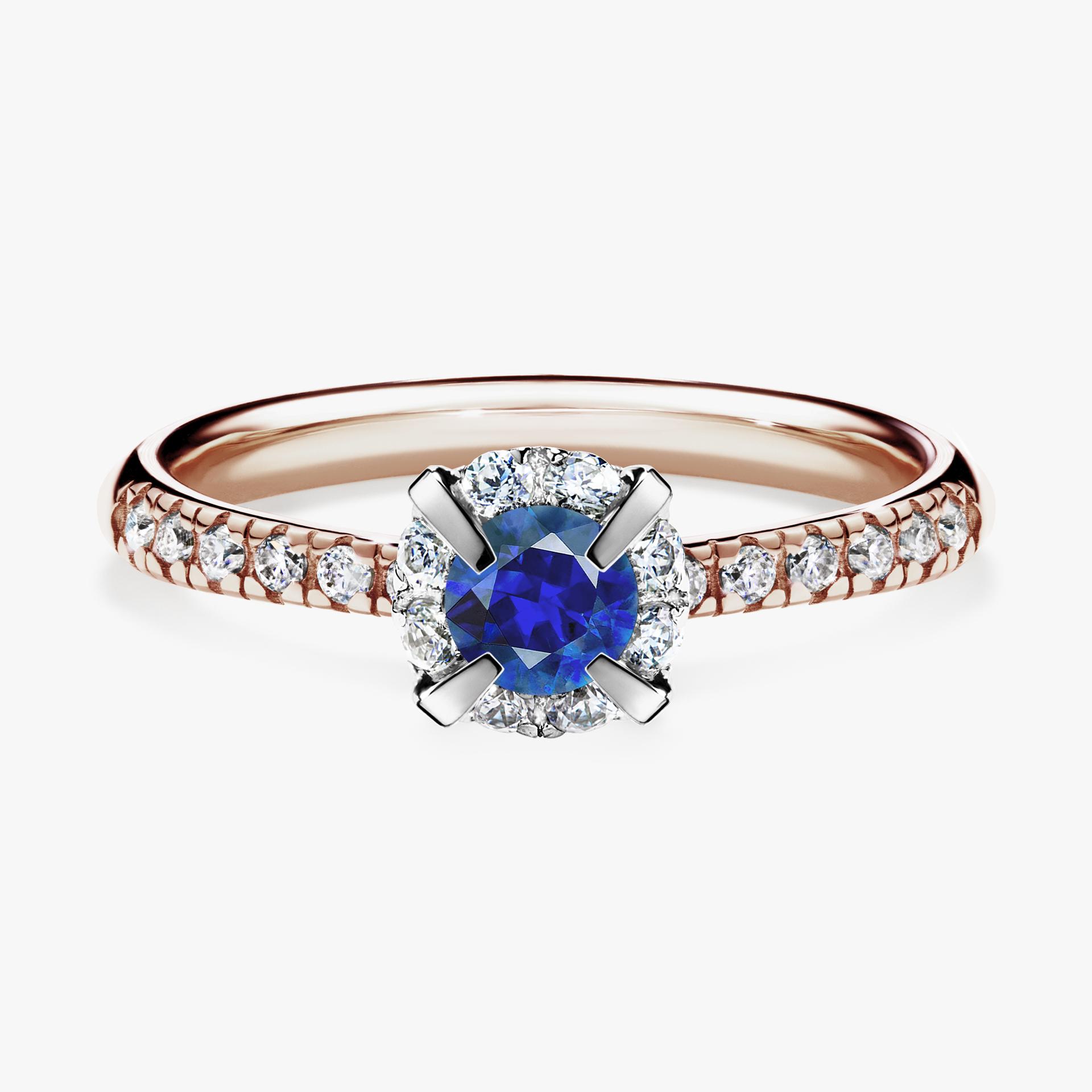 Pierscionek zareczynowy z szafirem niebieskim 0 47 CT z rozowego zlota my princess 01