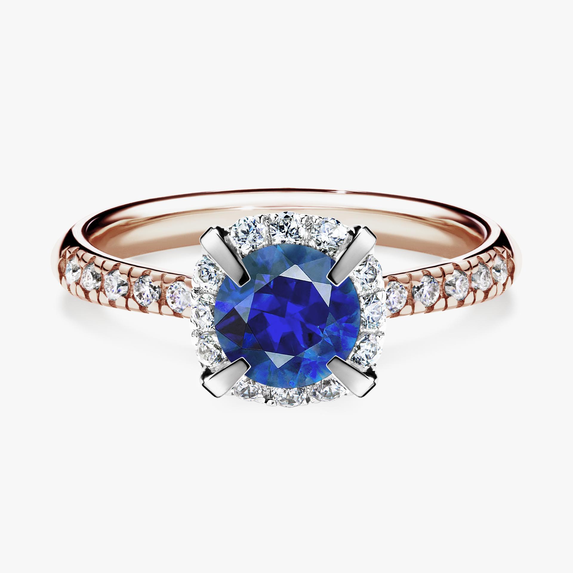 Pierscionek zareczynowy z szafirem niebieskim 118 CT z rozowego zlota my princess 01