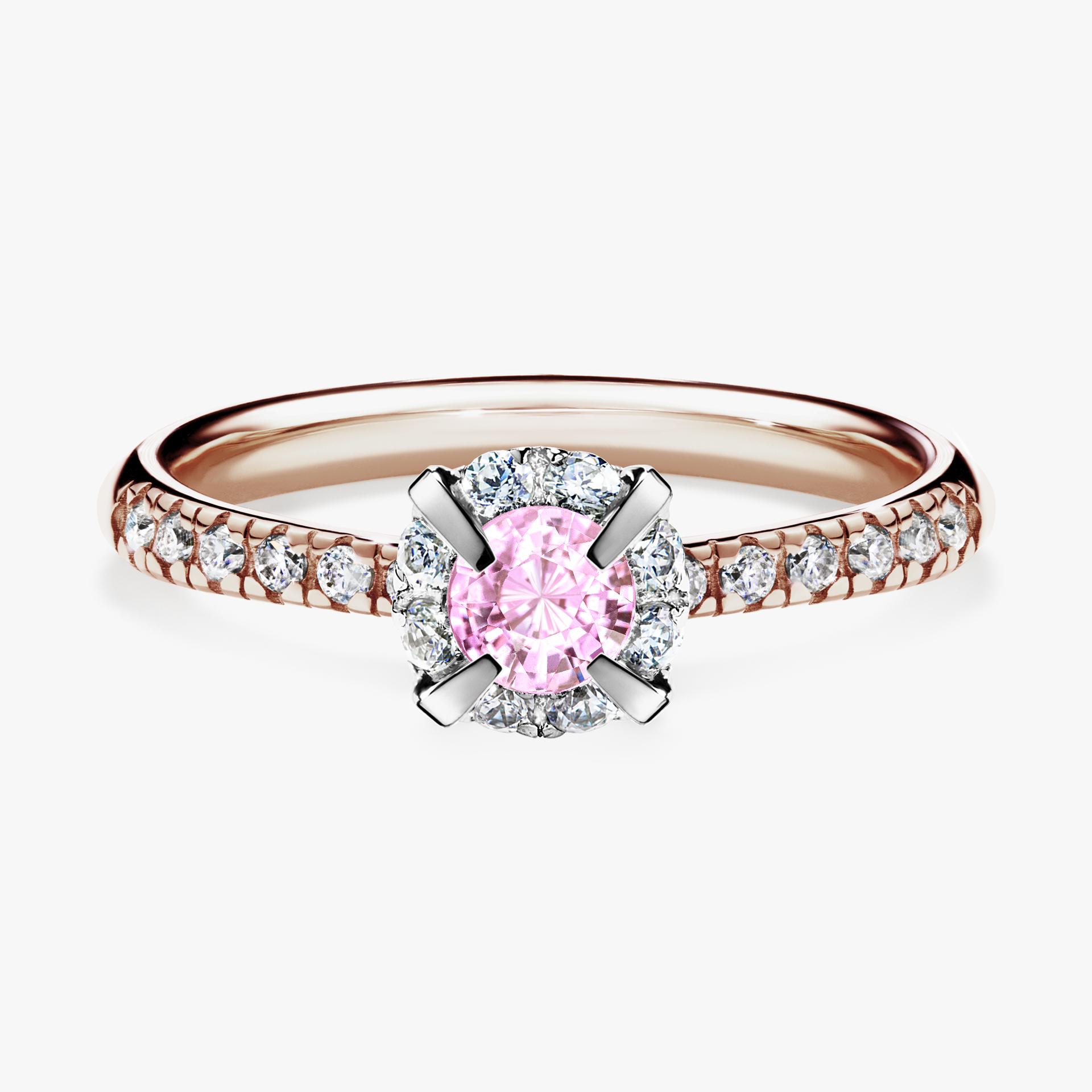 Pierscionek zareczynowy z szafirem rozowym 0 47 CT z rozowego zlota my princess 01