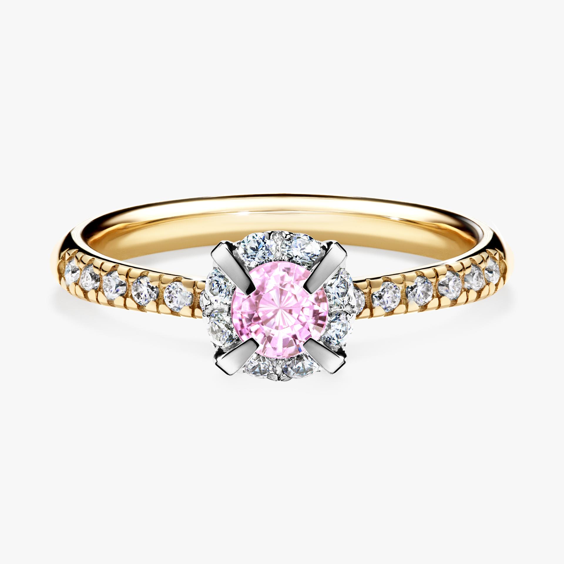 Pierscionek zareczynowy z szafirem rozowym 0 47 CT z zoltego zlota my princess 01