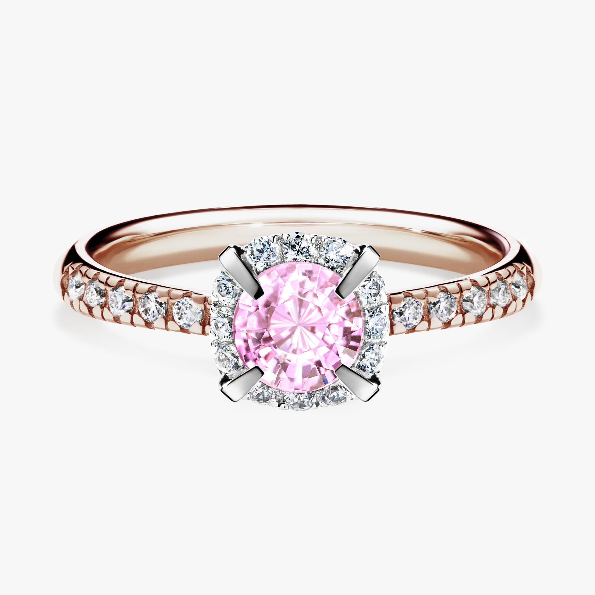 Pierscionek zareczynowy z szafirem rozowym 0 76 CT z rozowego zlota my princess 01