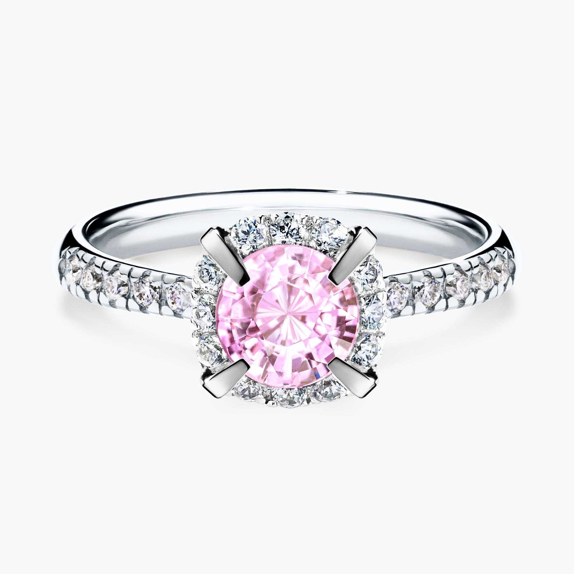 Pierscionek zareczynowy z szafirem rozowym 118 CT z bialego zlota my princess 01