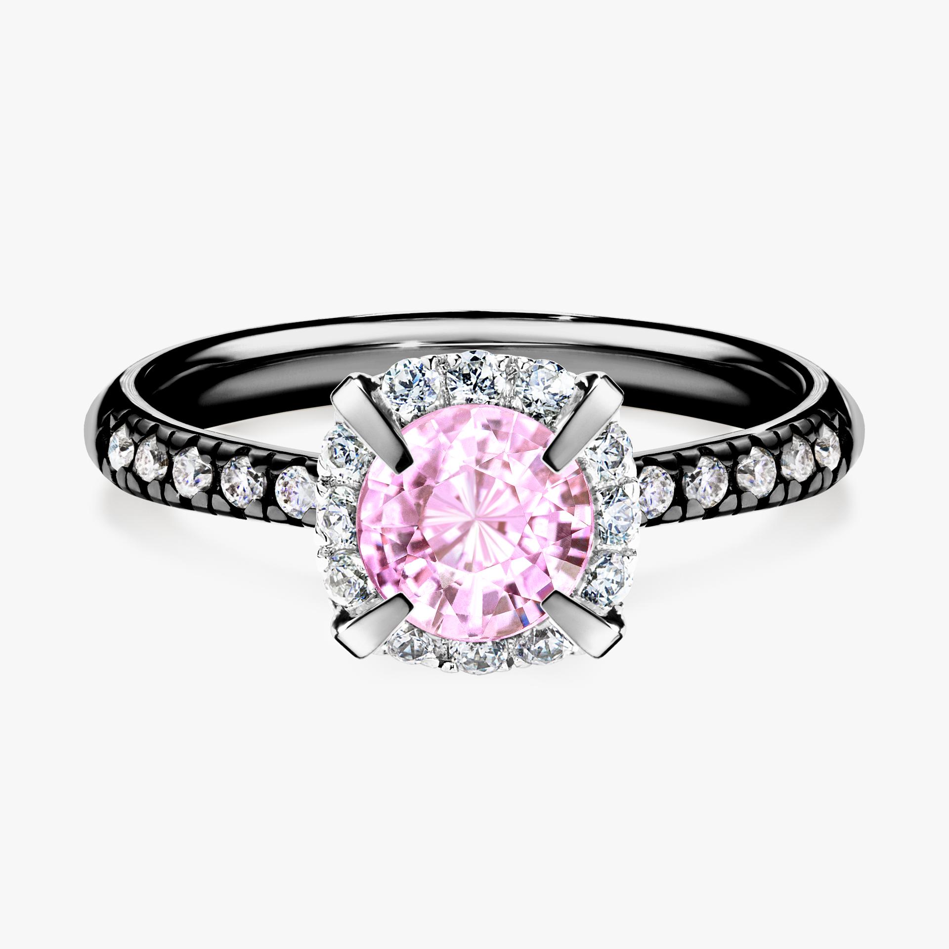 Pierscionek zareczynowy z szafirem rozowym 118 CT z czarnego zlota my princess 01