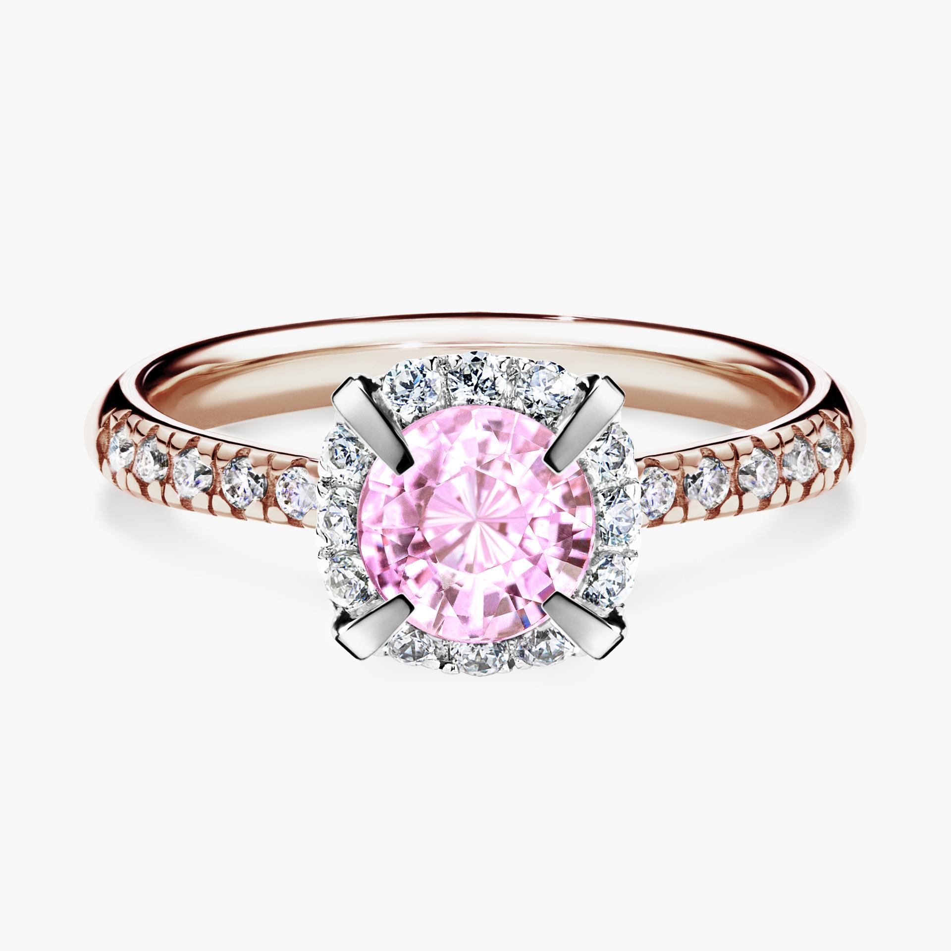 Pierscionek zareczynowy z szafirem rozowym 118 CT z rozowego zlota my princess 01