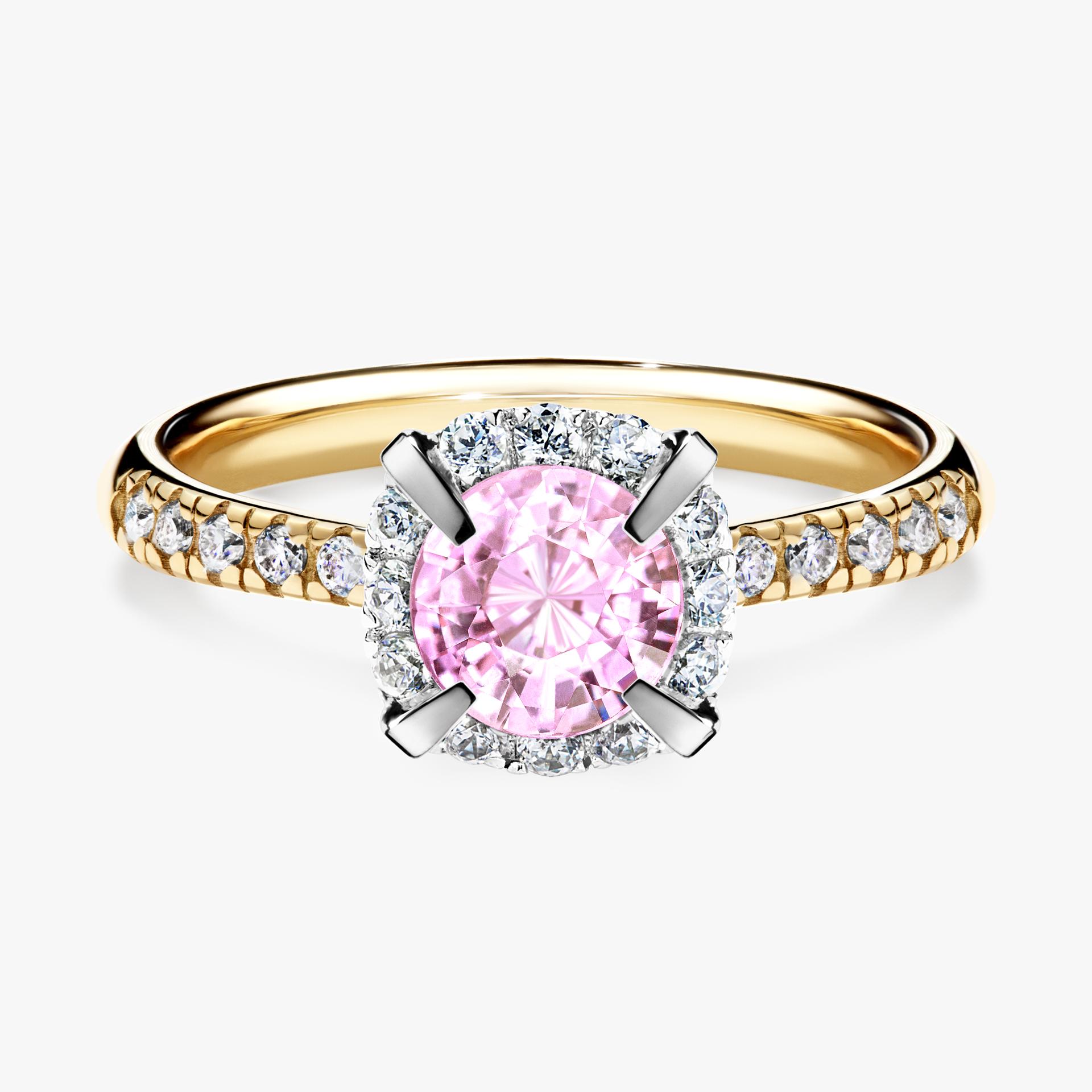 Pierscionek zareczynowy z szafirem rozowym 118 CT z zoltego zlota my princess 01