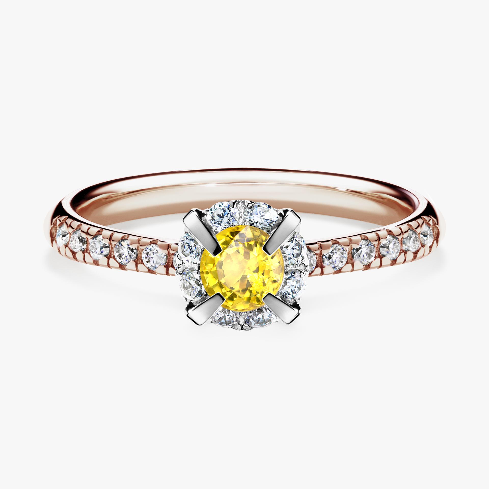 Pierscionek zareczynowy z szafirem zoltym 0 47 CT z rozowego zlota my princess 01