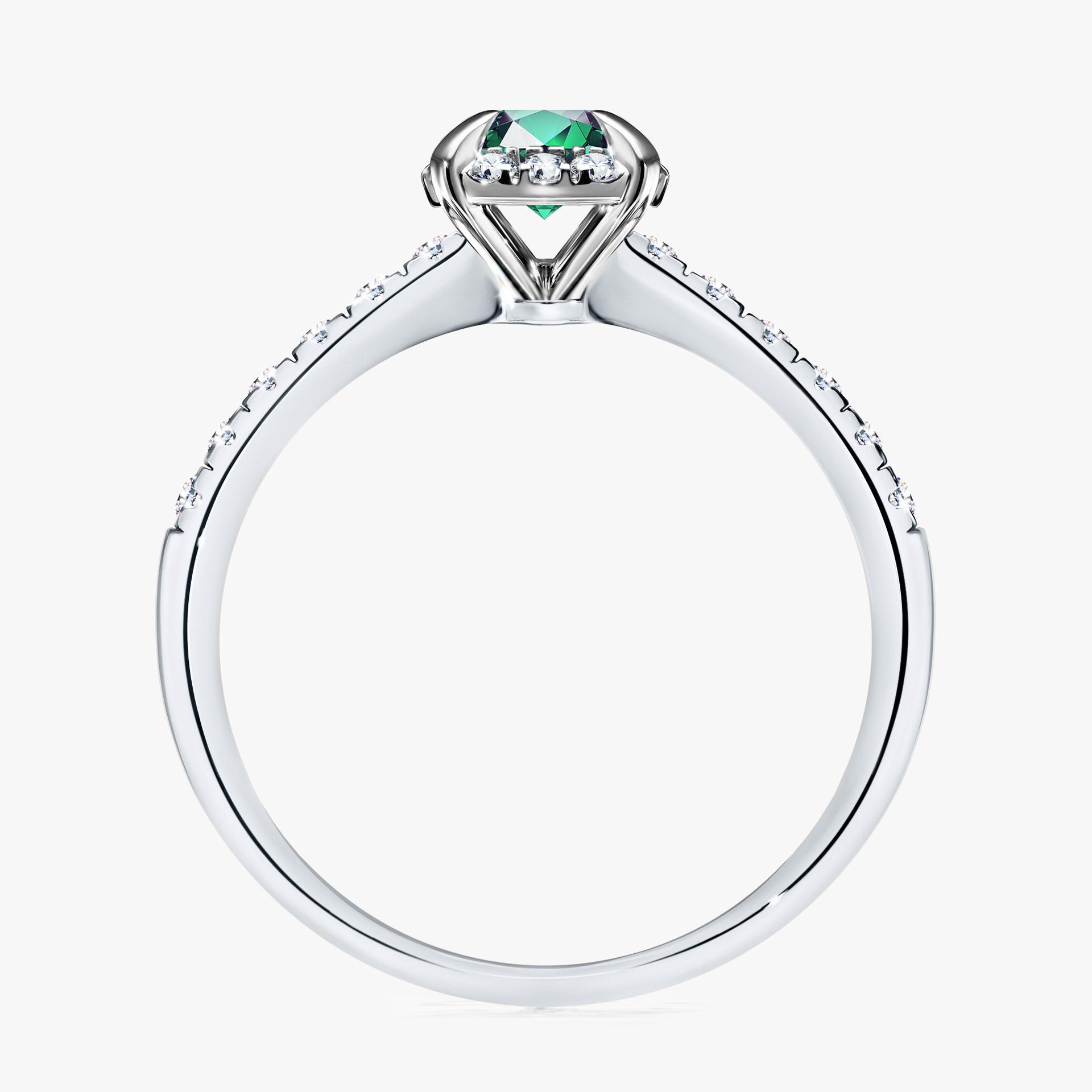 Pierścionek zaręczynowy My Princess z białego złota ze szmaragdem 0,76ct