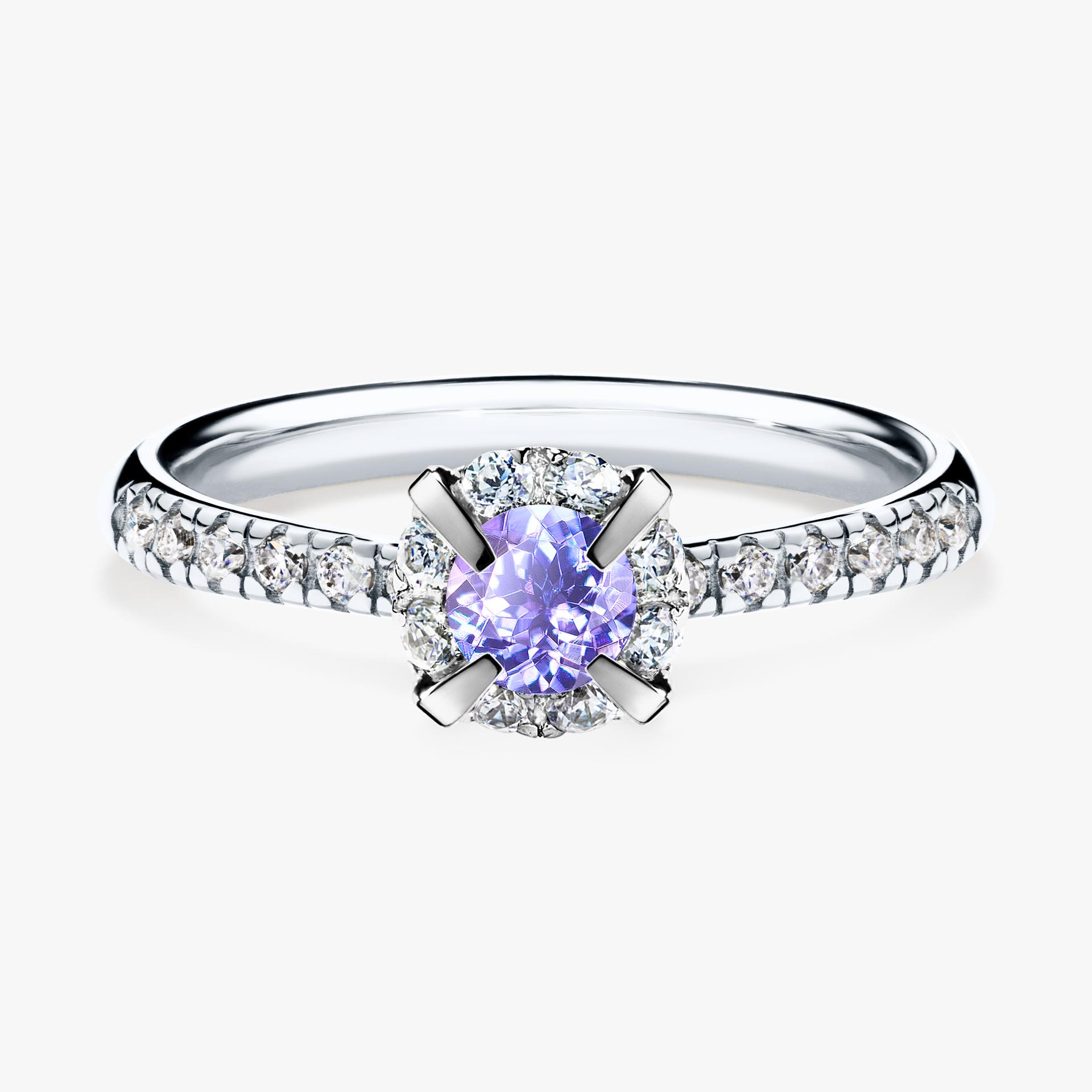 Pierscionek zareczynowy z tanzanitem 0 47 CT z bialego zlota my princess 01