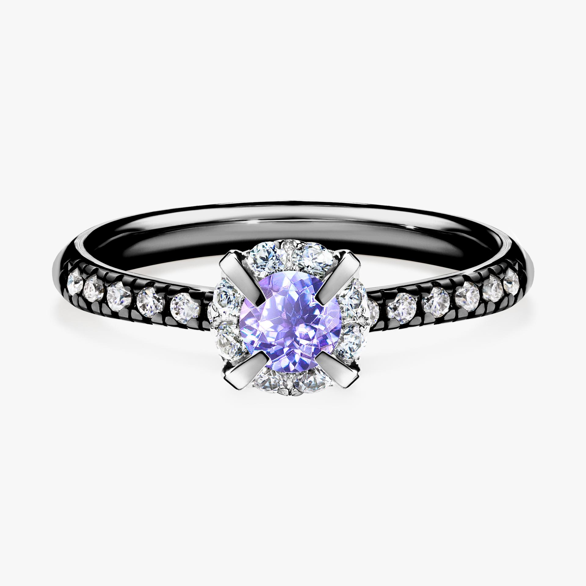 Pierscionek zareczynowy z tanzanitem 0 47 CT z czarnego zlota my princess 01