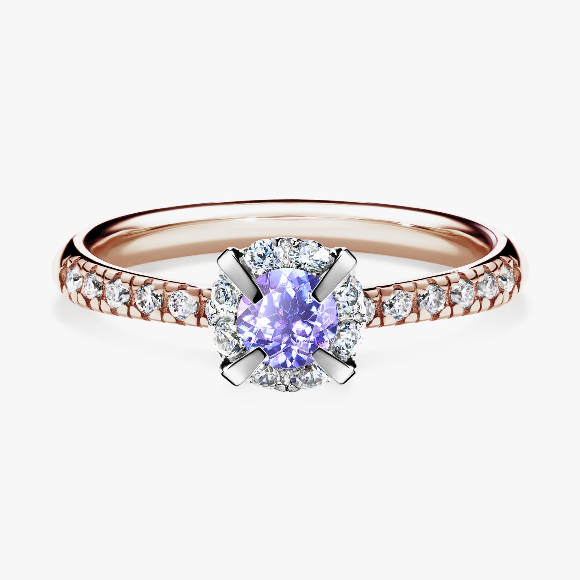 Pierscionek zareczynowy z tanzanitem 0 47 CT z rozowego zlota my princess 01