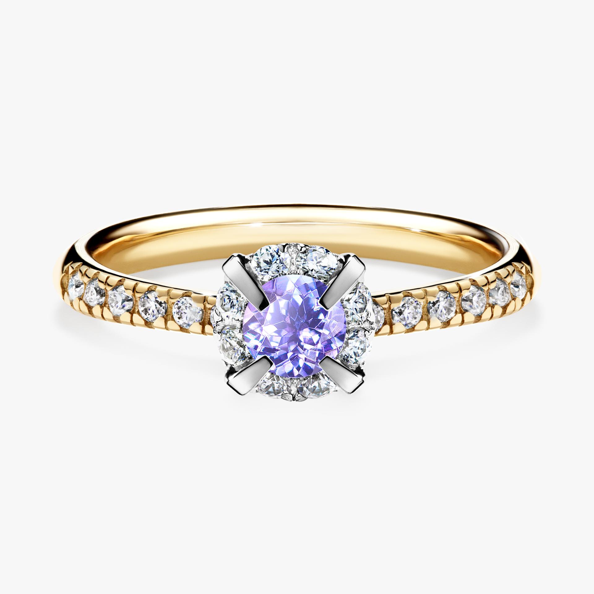 Pierscionek zareczynowy z tanzanitem 0 47 CT z zoltego zlota my princess 01