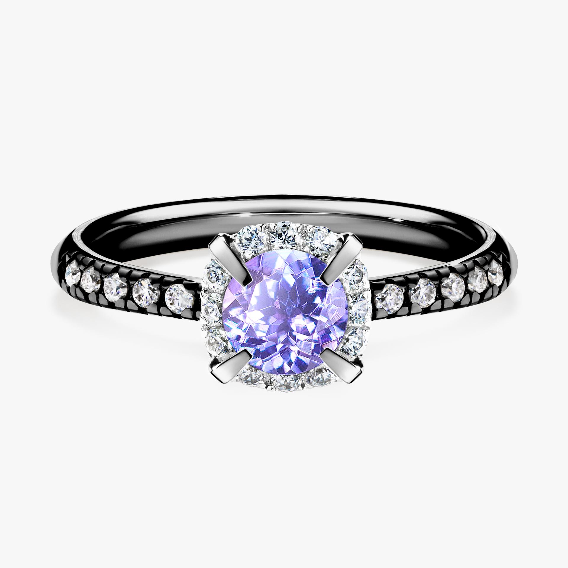 Pierscionek zareczynowy z tanzanitem 0 76 CT z czarnego zlota my princess 01