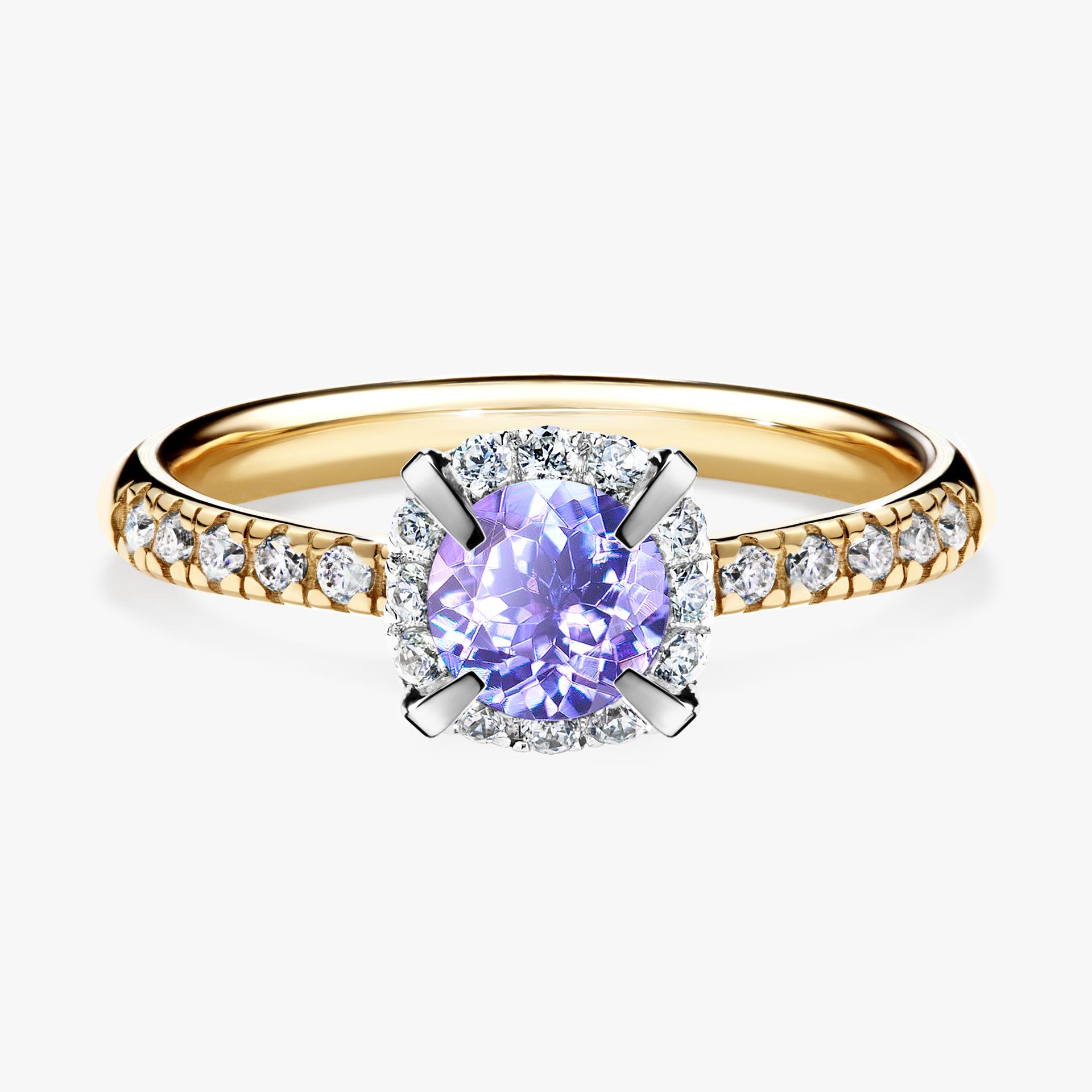 Pierścionek zaręczynowy My Princess z żółtego złota z tanzanitem 0,76ct
