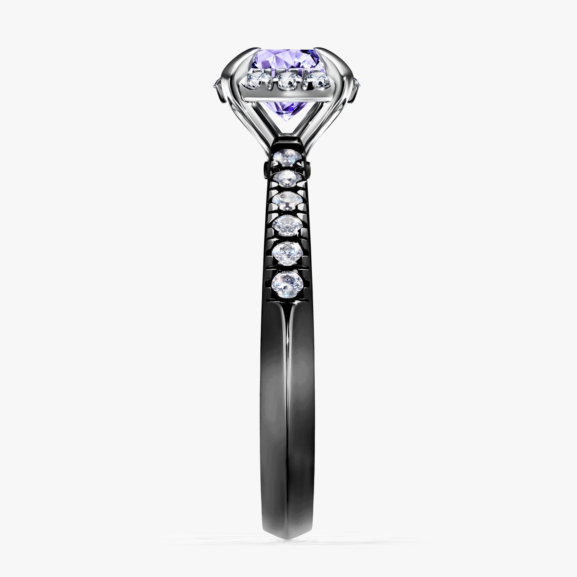 Pierścionek zaręczynowy My Princess z czarnego złota z tanzanitem 1,18ct