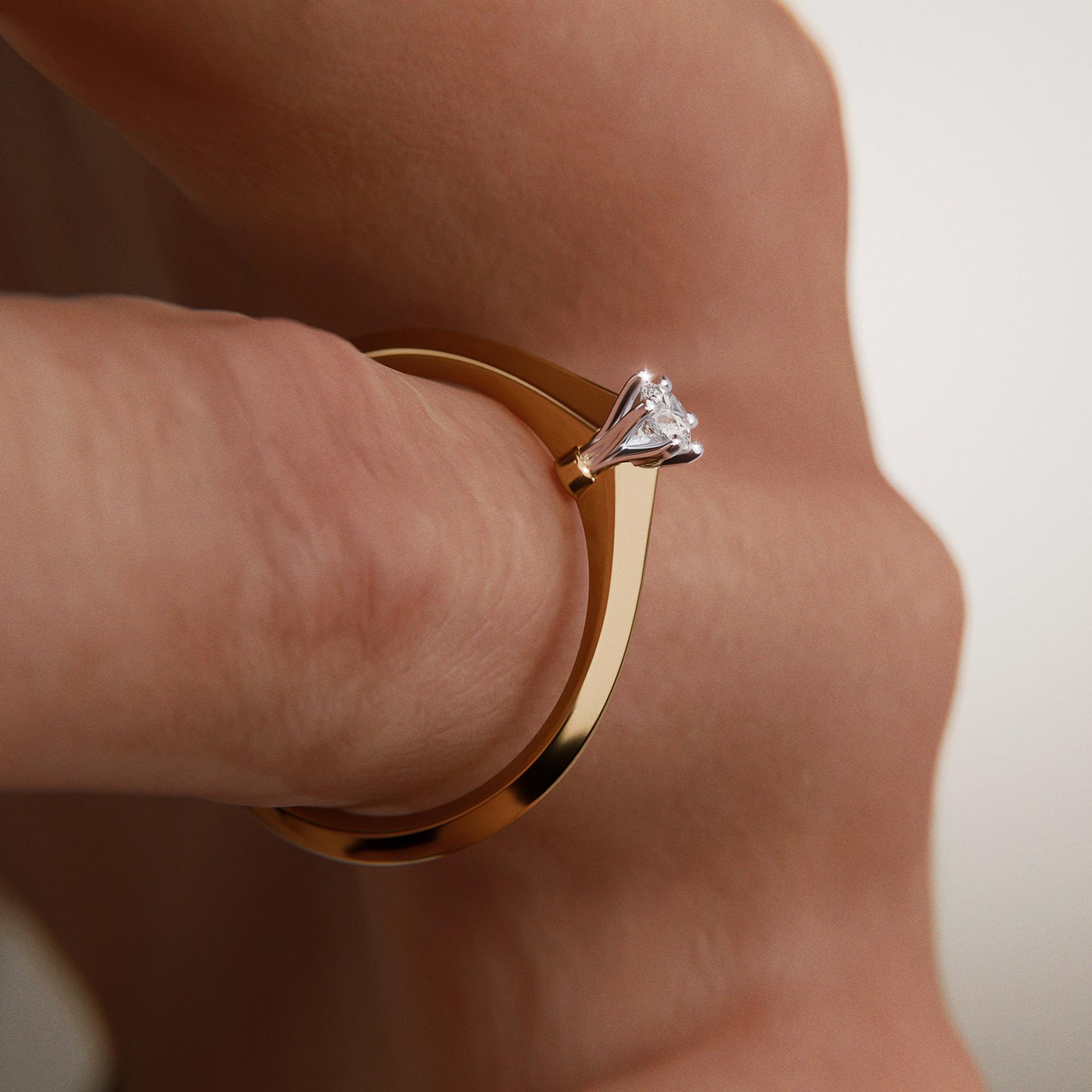 Pierścionek zaręczynowy My Queen z żółtego złota z diamentem laboratoryjnym 0,17ct