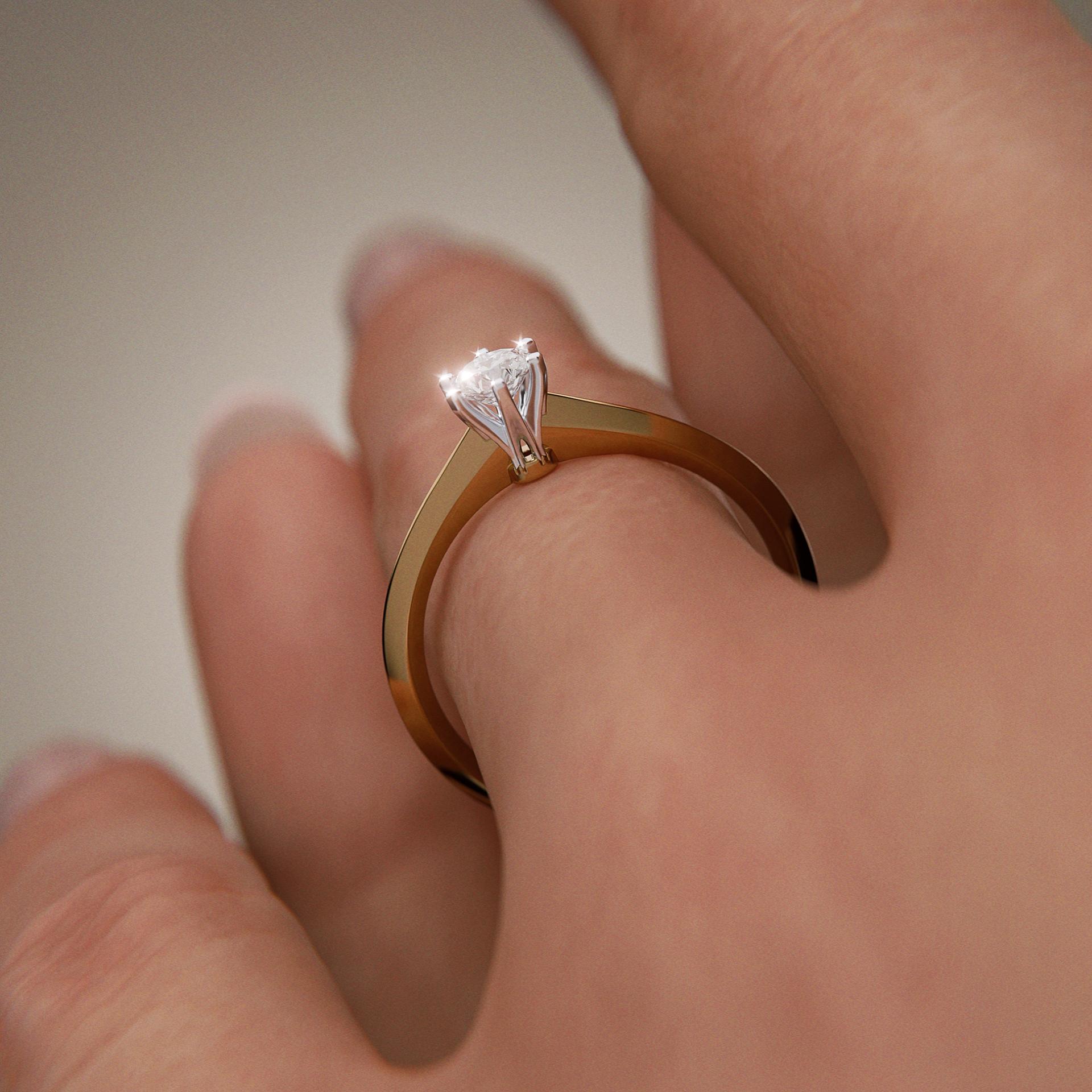 Pierścionek zaręczynowy My Queen z żółtego złota z diamentem laboratoryjnym 0,30ct