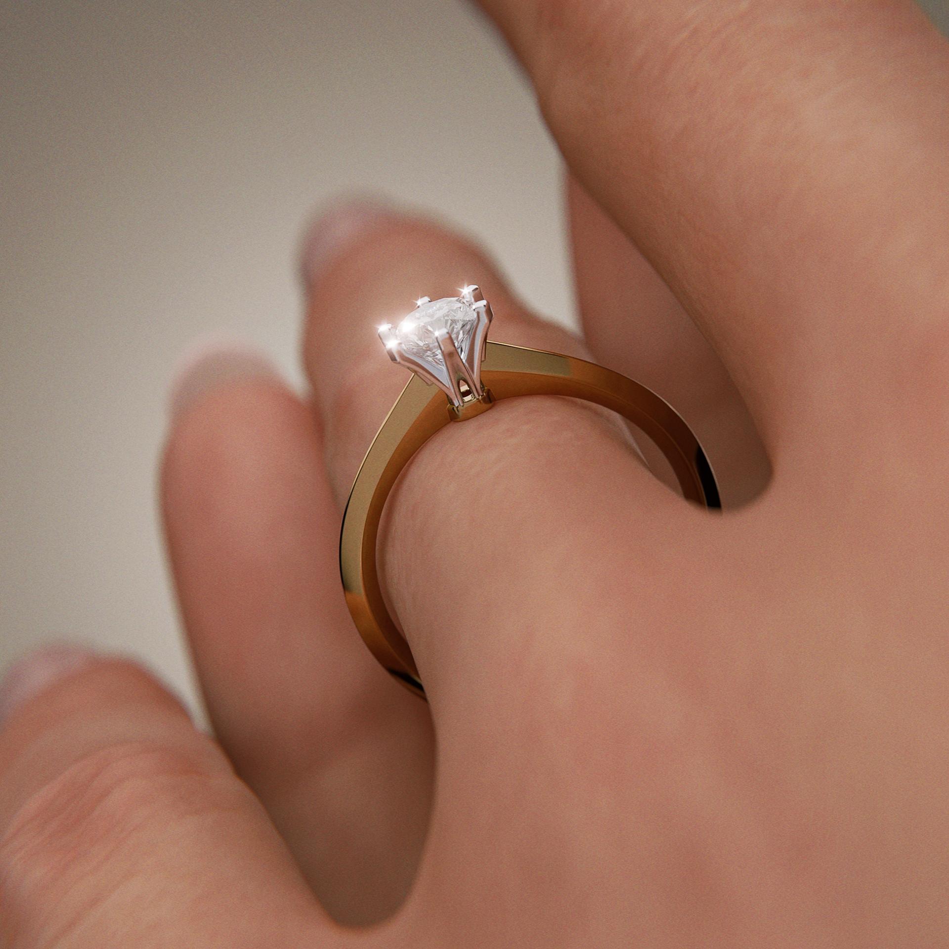 Pierścionek zaręczynowy My Queen z żółtego złota z diamentem naturalnym 0,50ct