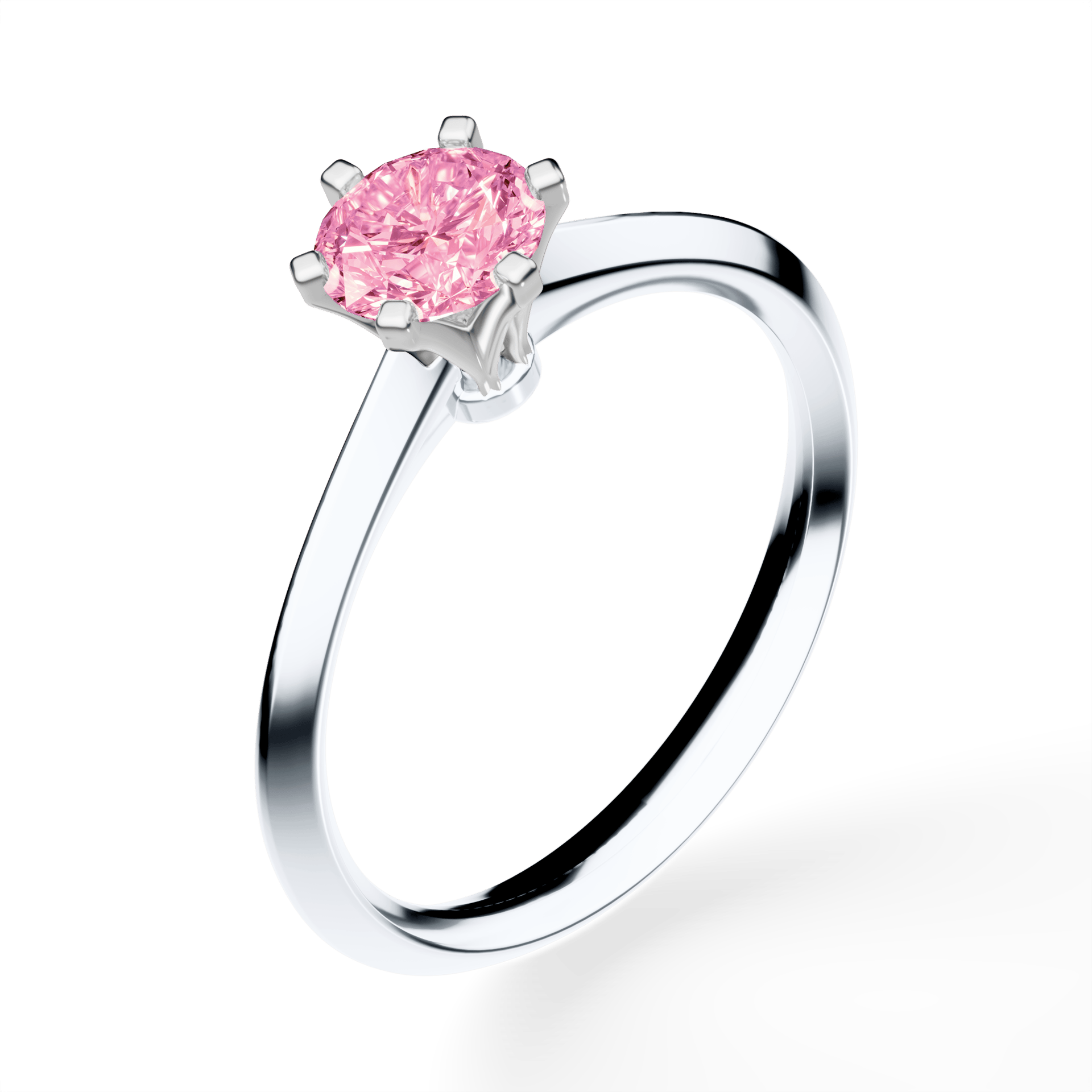 Pierścionek zaręczynowy My Queen z białego złota z różowym diamentem laboratoryjnym 0,50ct