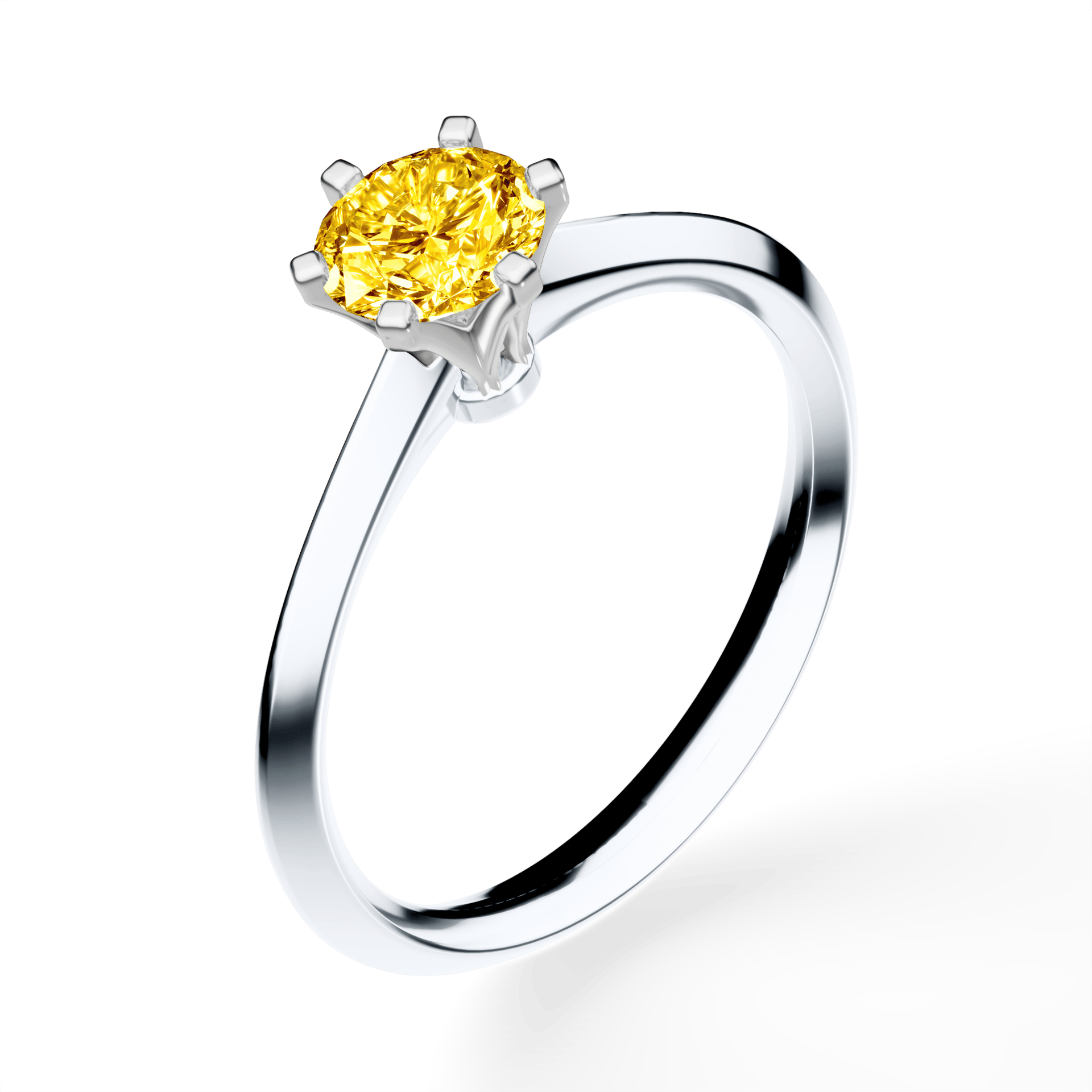 Pierścionek zaręczynowy My Queen z białego złota z żółtym diamentem laboratoryjnym 0,50ct