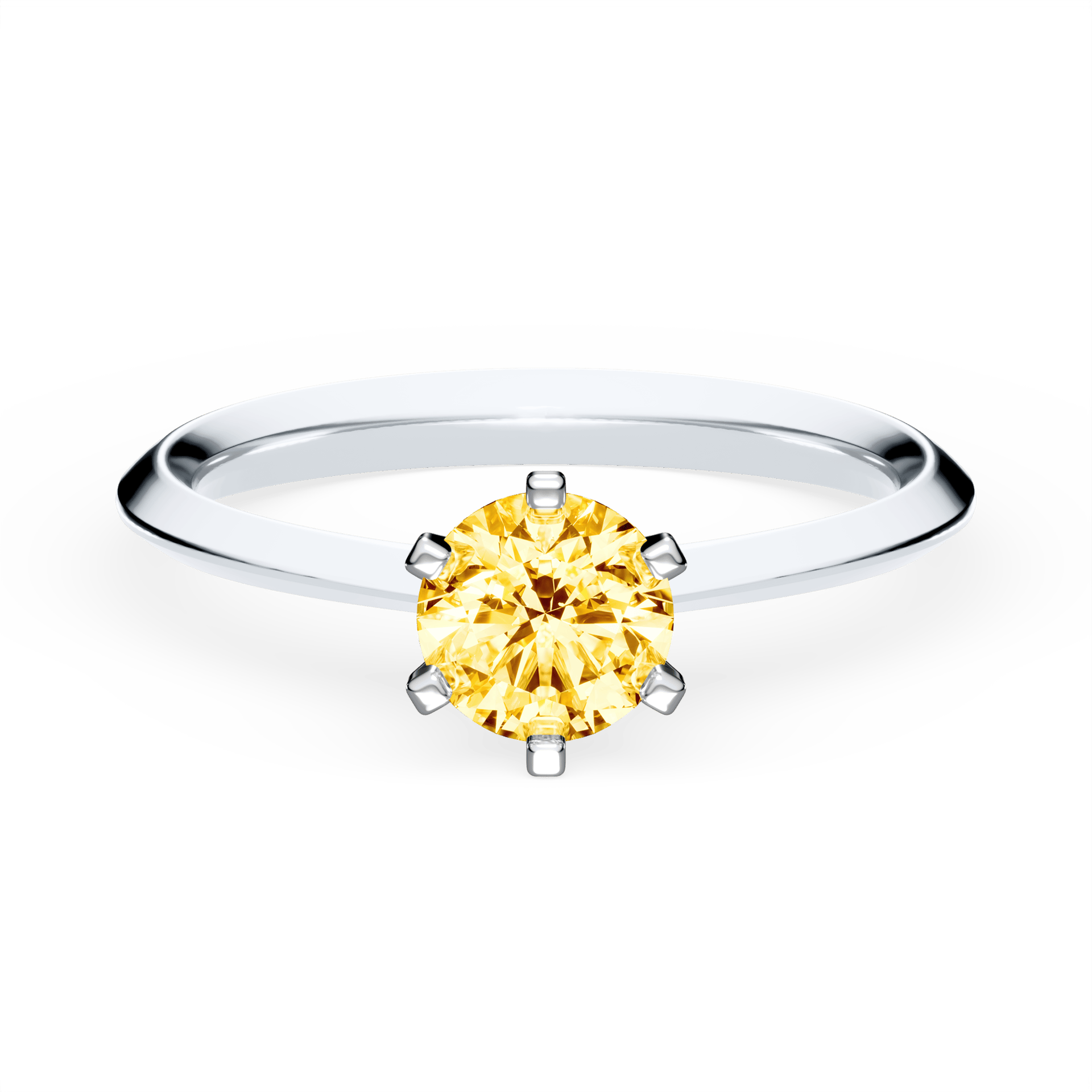 Pierścionek zaręczynowy My Queen z białego złota z żółtym diamentem laboratoryjnym 0,50ct