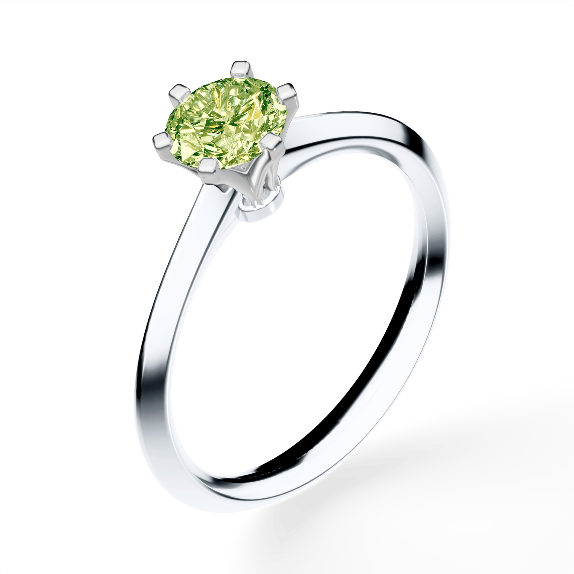 Pierścionek zaręczynowy My Queen z białego złota z jasnym zielonym diamentem laboratoryjnym 0,50ct