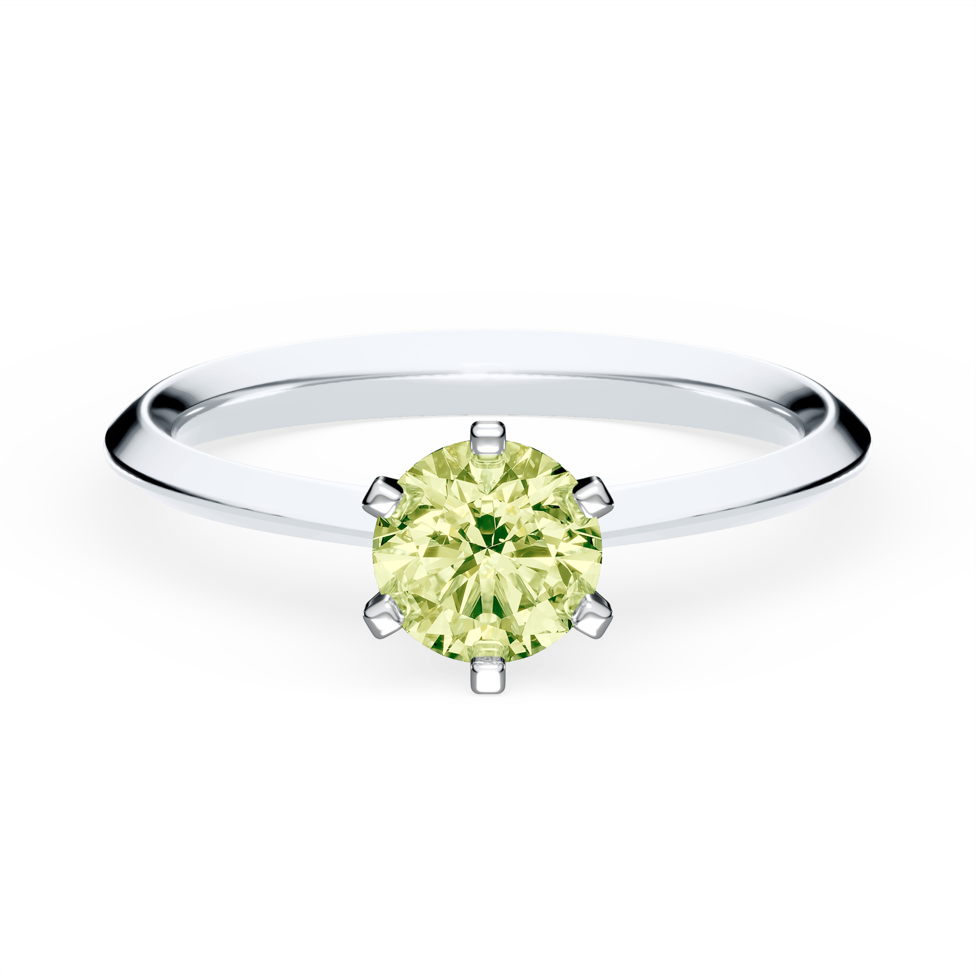 Pierścionek zaręczynowy My Queen z białego złota z jasnym zielonym diamentem laboratoryjnym 0,50ct