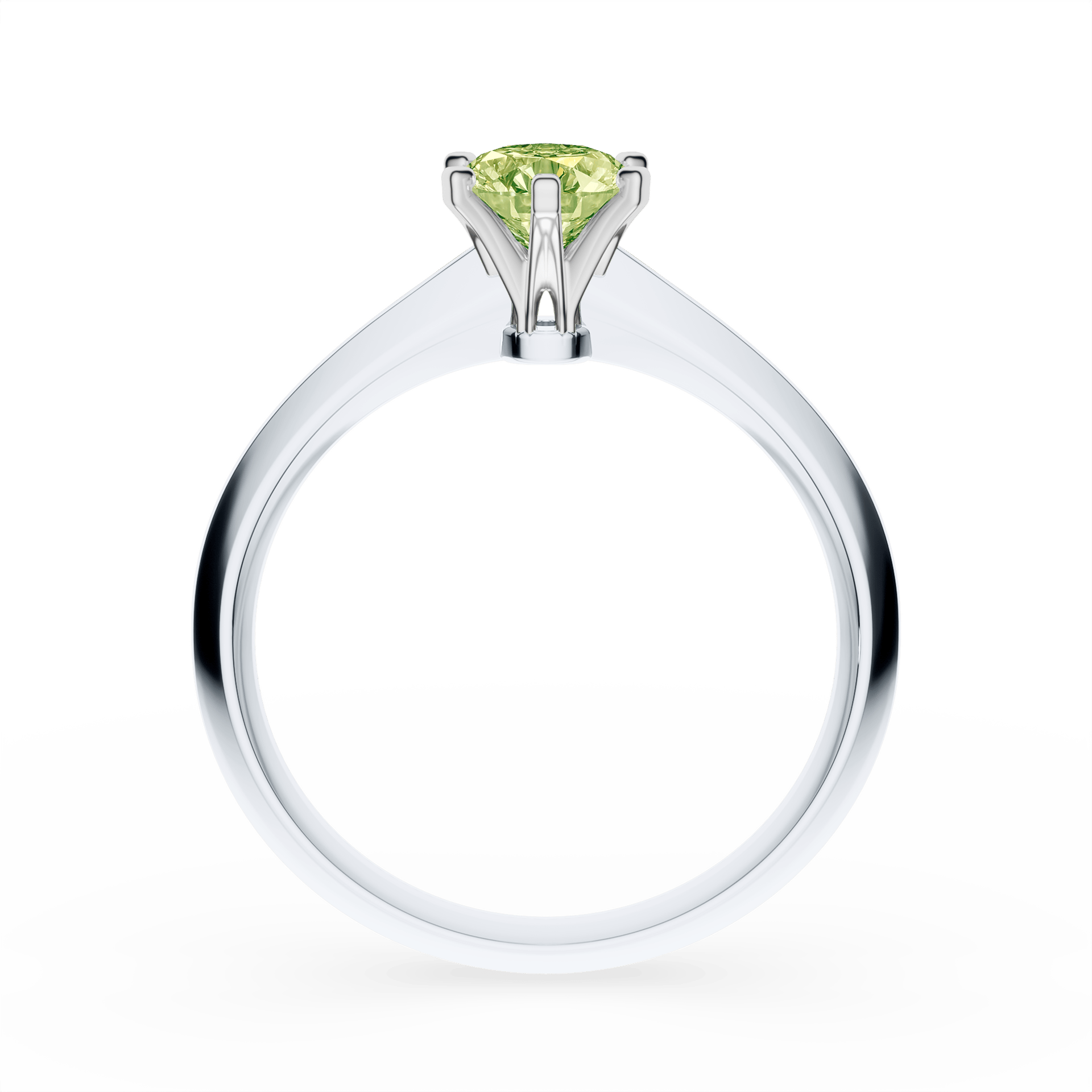 Pierścionek zaręczynowy My Queen z białego złota z jasnym zielonym diamentem laboratoryjnym 0,50ct