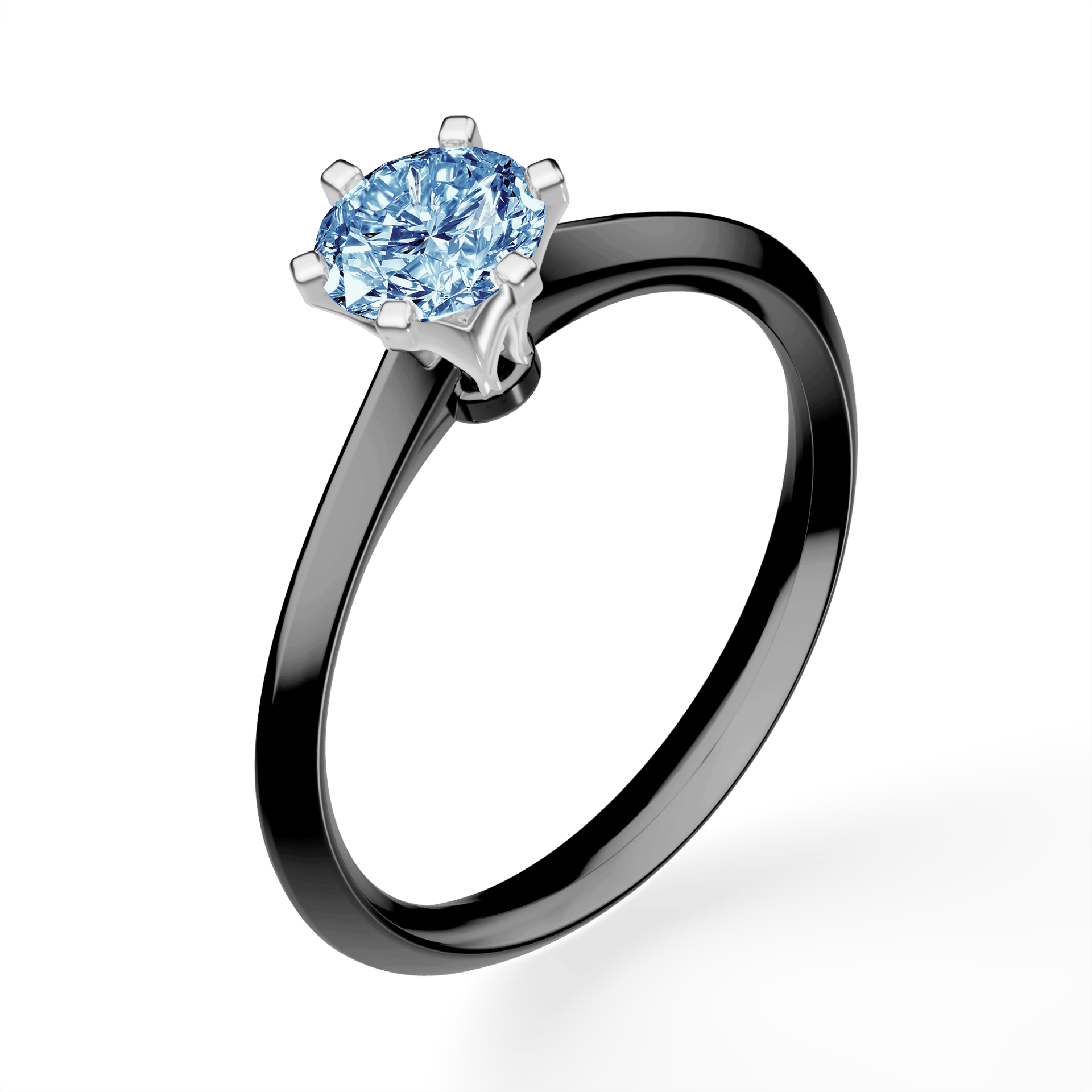 Pierścionek zaręczynowy My Queen z czarnego złota z niebieskim diamentem laboratoryjnym 0,50ct