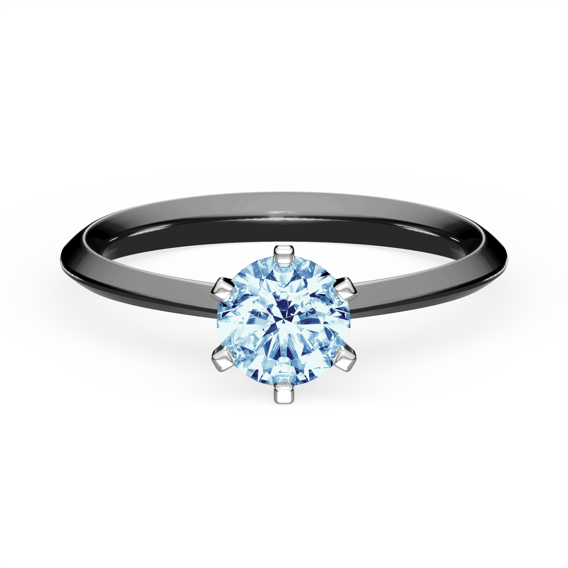 Pierścionek zaręczynowy My Queen z czarnego złota z niebieskim diamentem laboratoryjnym 0,50ct