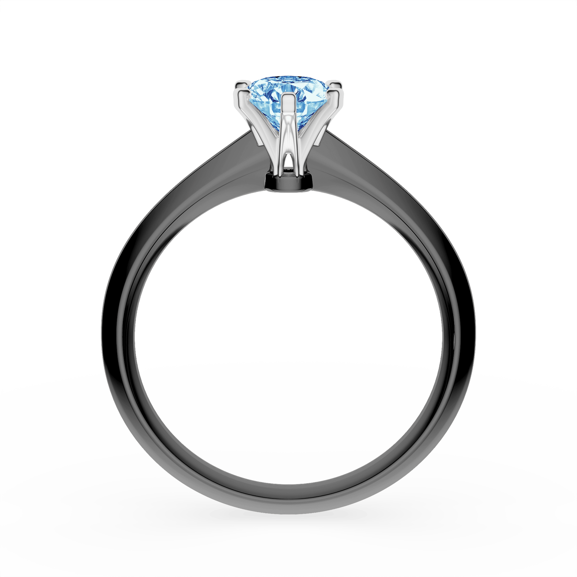 Pierścionek zaręczynowy My Queen z czarnego złota z niebieskim diamentem laboratoryjnym 0,50ct