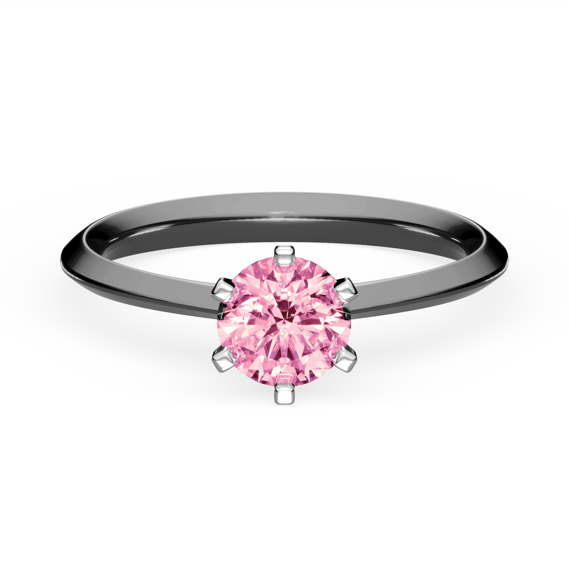 Pierścionek zaręczynowy My Queen z czarnego złota z różowym diamentem laboratoryjnym 0,50ct