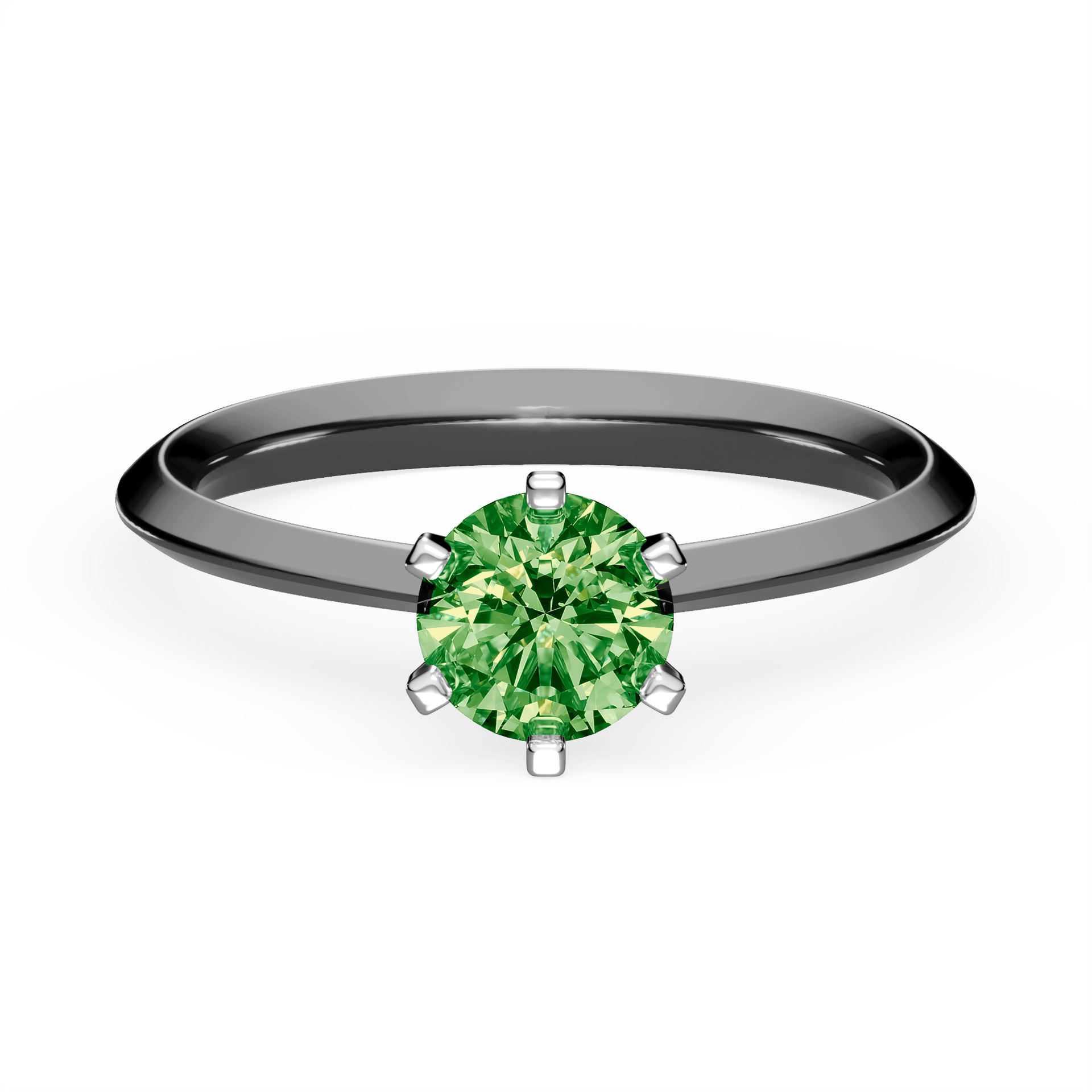 Pierścionek zaręczynowy My Queen z czarnego złota z ciemnym zielonym diamentem laboratoryjnym 0,50ct