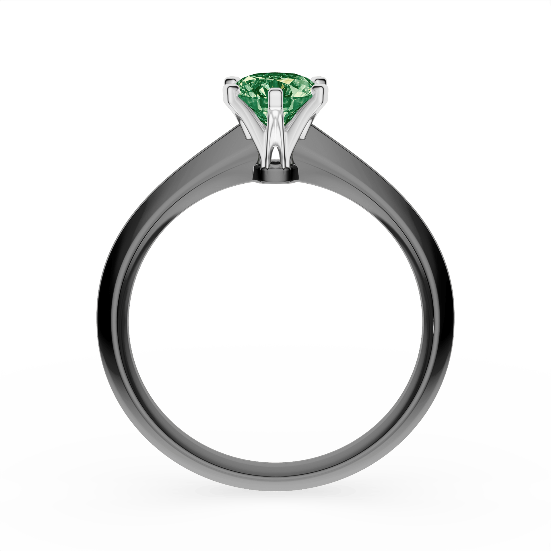 Pierścionek zaręczynowy My Queen z czarnego złota z ciemnym zielonym diamentem laboratoryjnym 0,50ct