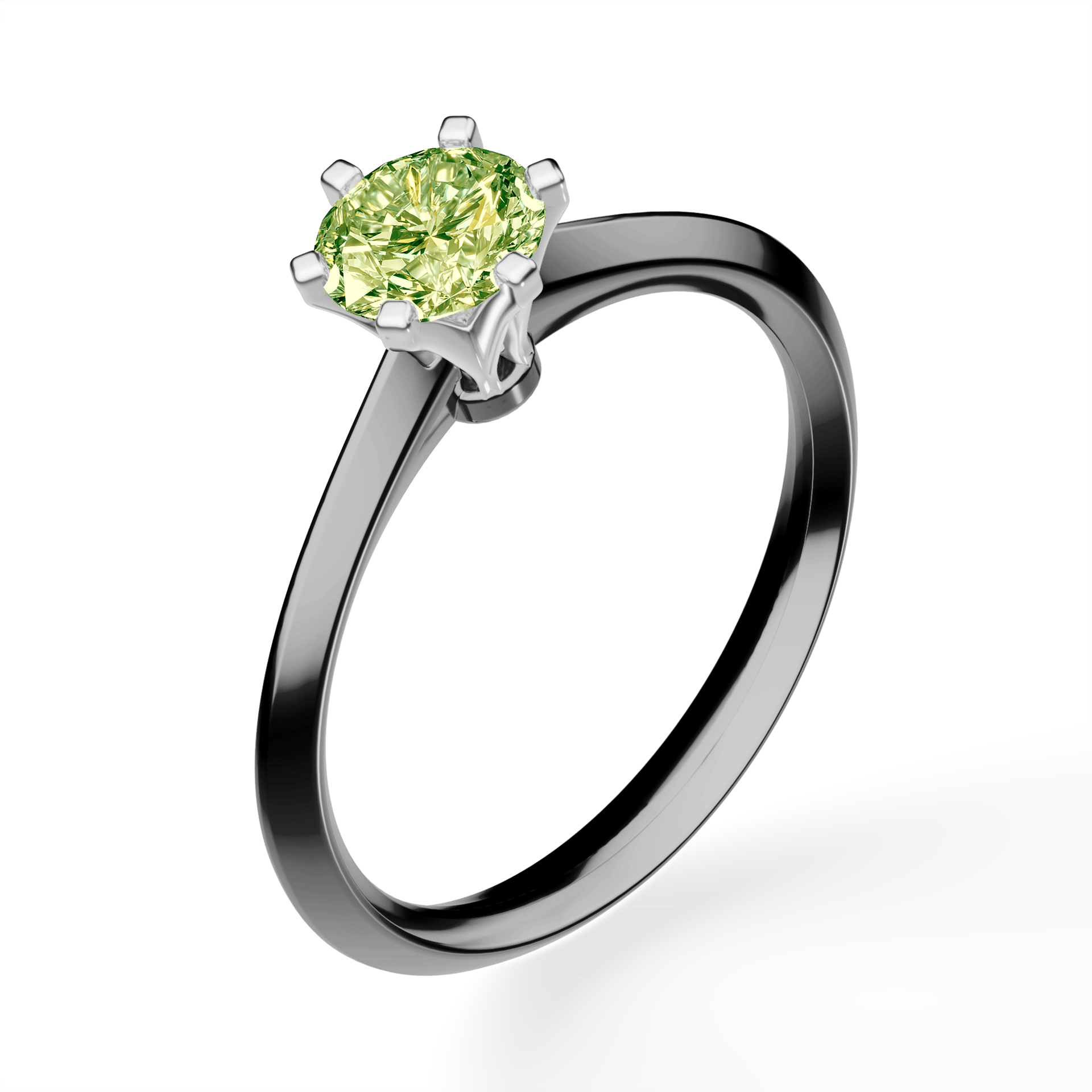 Pierścionek zaręczynowy My Queen z czarnego złota z jasnym zielonym diamentem laboratoryjnym 0,50ct