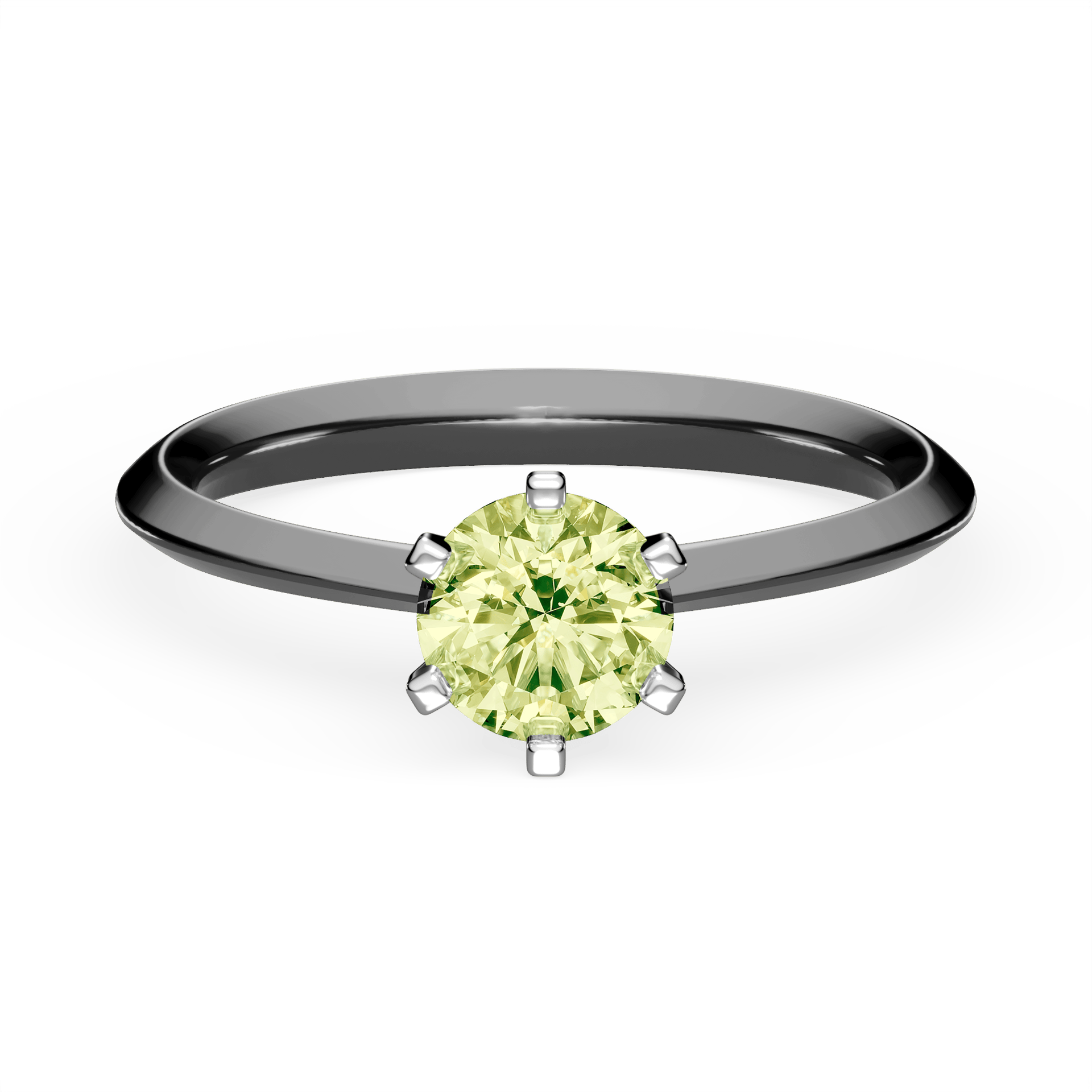 Pierścionek zaręczynowy My Queen z czarnego złota z jasnym zielonym diamentem laboratoryjnym 0,50ct