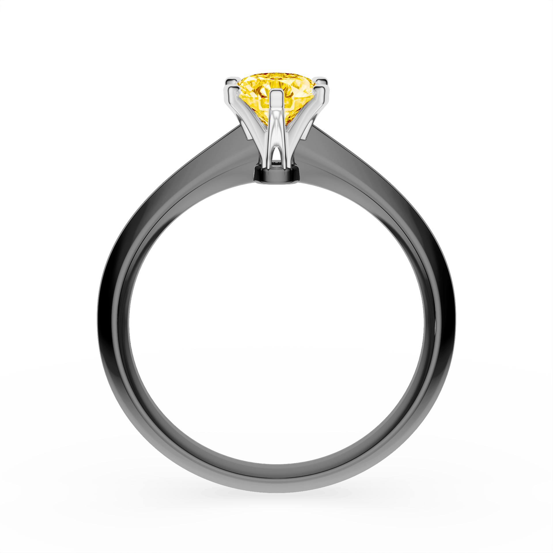 Pierścionek zaręczynowy My Queen z czarnego złota z żółtym diamentem laboratoryjnym 0,50ct